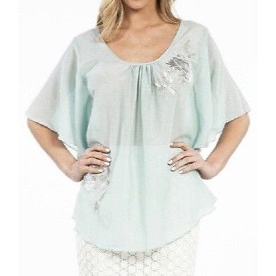 Other NWT Karen Kane Aqua Silver Flutter Slv Silk Top | Coastal Me Size M / US 6-8 / IT 42-44 - 7 Thumbnail