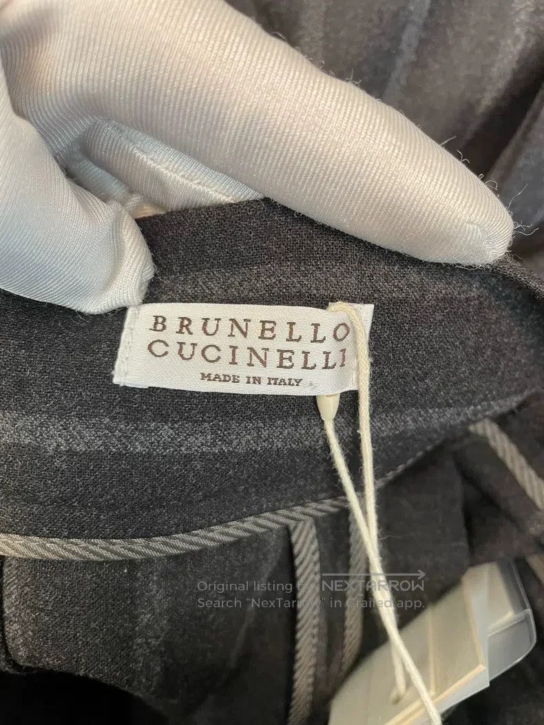 Brunello Cucinelli Brunello Cucinelli Black and Grey Striped New Wool Wide-Le Size 24" / US 00 / IT 34 - 3 Thumbnail
