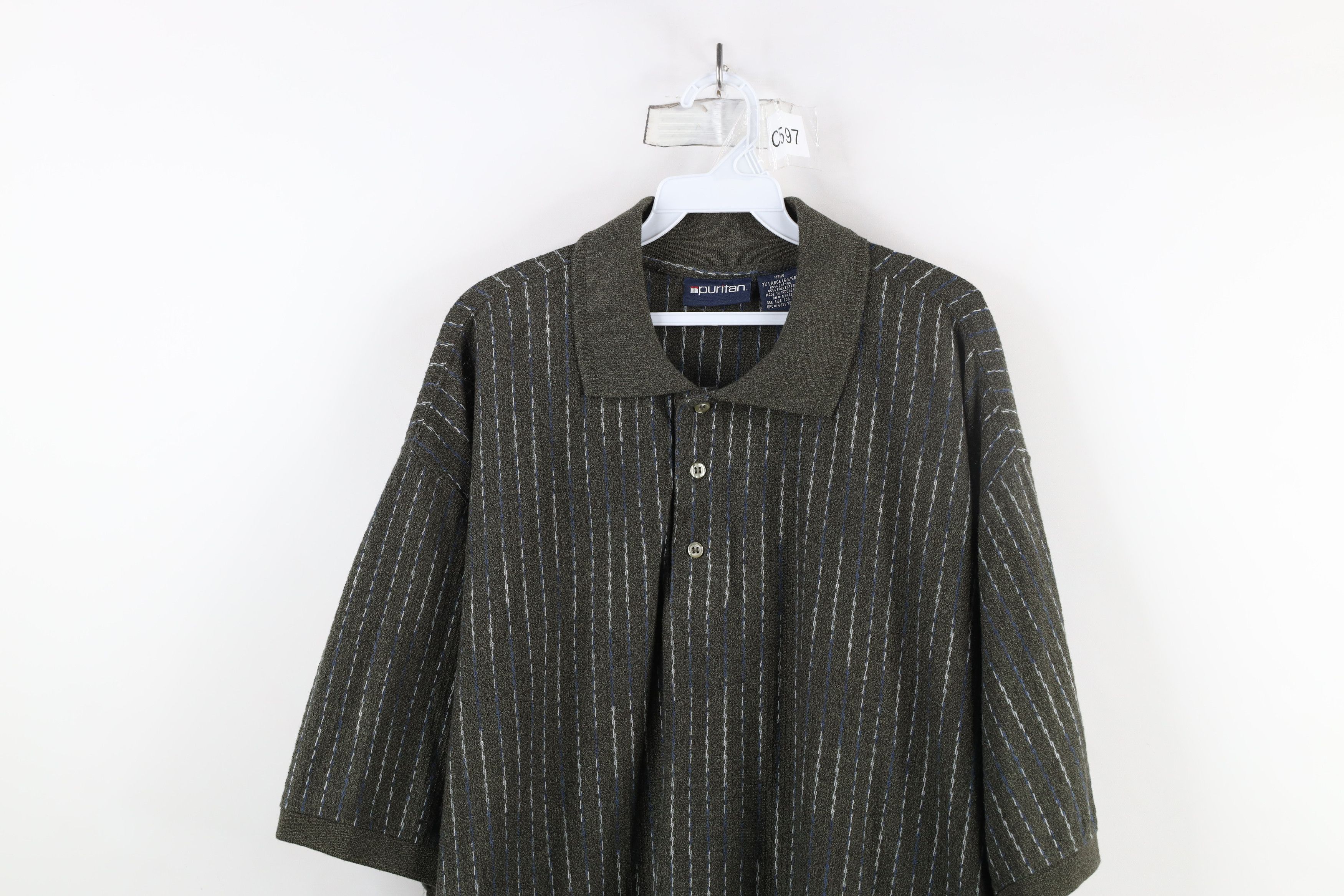 Vintage Vintage 90s Streetwear Knit Short Sleeve Polo Shirt Green Size US XXL / EU 58 / 5 - 2 Thumbnail