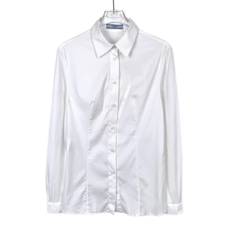 Prada Prada White Cotton Long Sleeve Shirt Size US XS / EU 42 / 0 - 1 Thumbnail