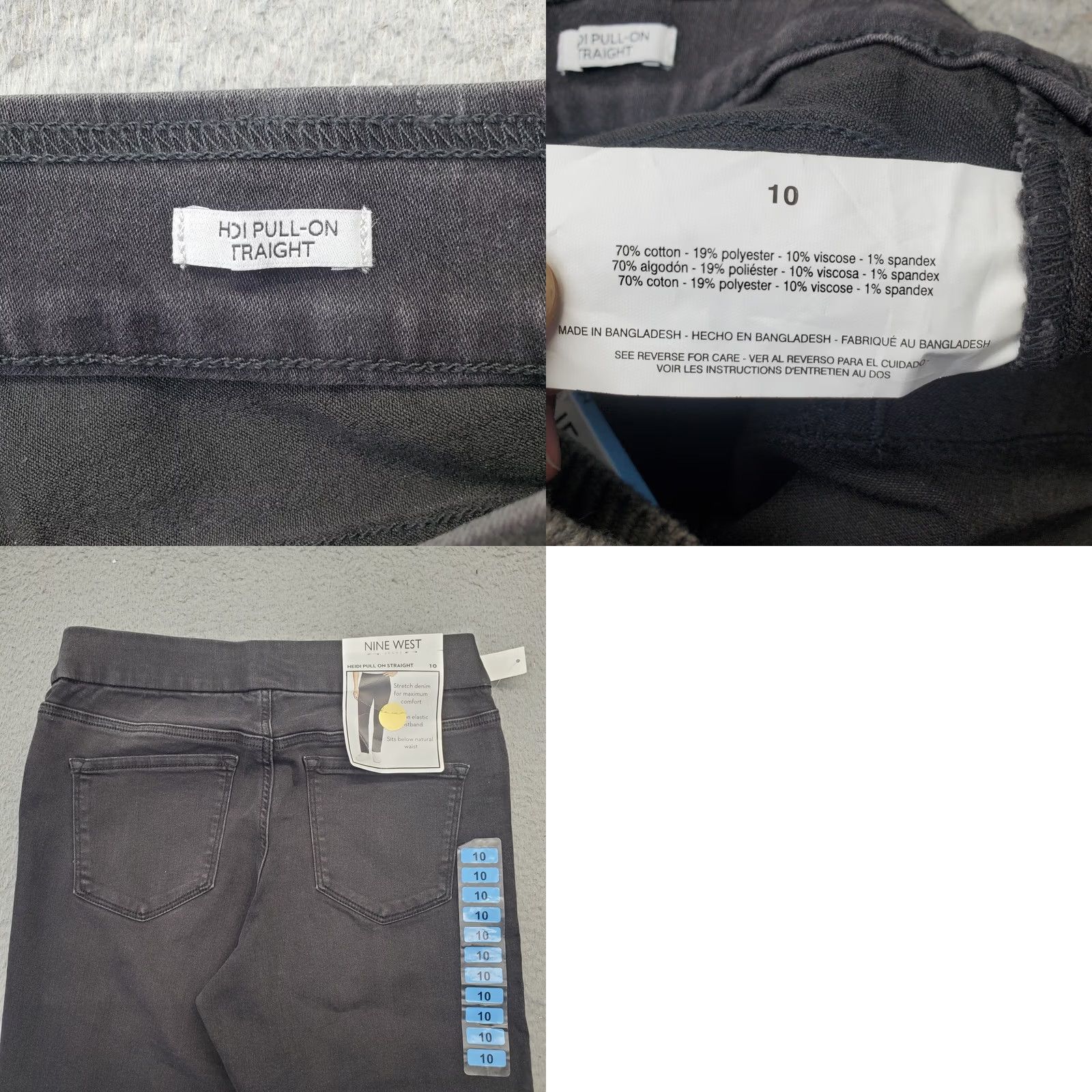 Nine West Nine West Jeans Womens 10 Black Denim Heidi Pull On Straight Leg Size 10 Black Denim Jeans Womens 10 NWT Size 32" / US 10 / IT 46 - 8 Thumbnail