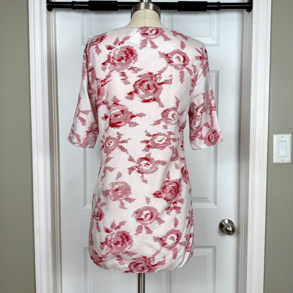 Other Equipment Femme Blouse S White Red Floral 100% Silk Designer Size S / US 4 / IT 40 - 6 Thumbnail