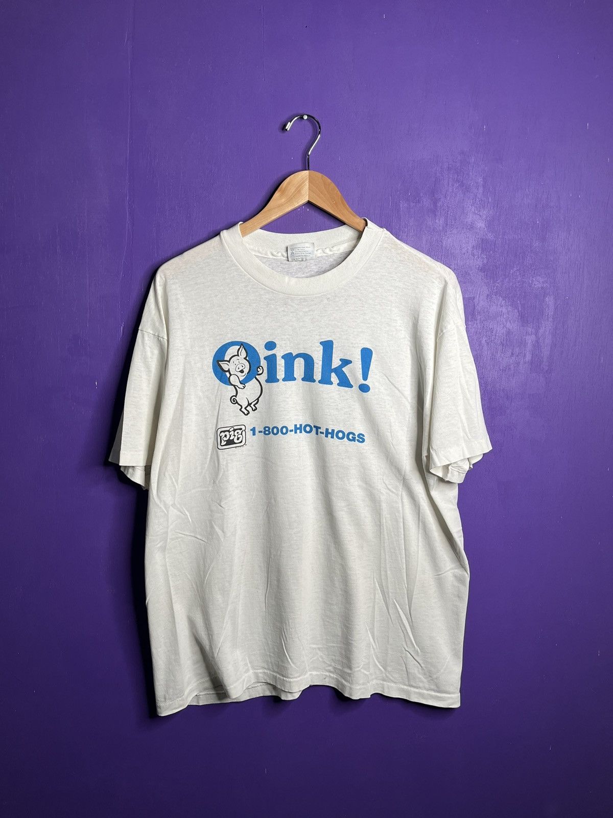 Vintage Vintage 80s OINK!hot dogs promo t-shirt Size US L / EU 52-54 / 3 - 1 Thumbnail