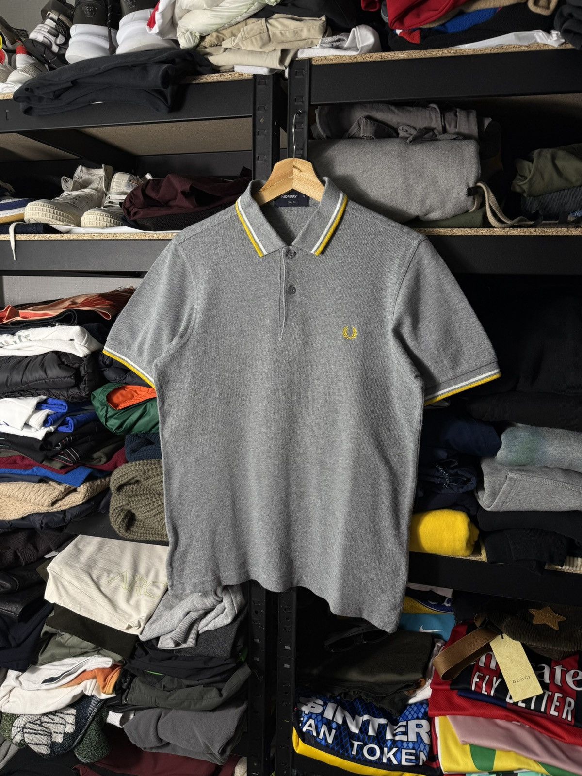 Fred Perry Fred Perry Twin Tipped Polo Shirt Grey Yellow Slim Fit Size US S / EU 44-46 / 1 - 1 Thumbnail