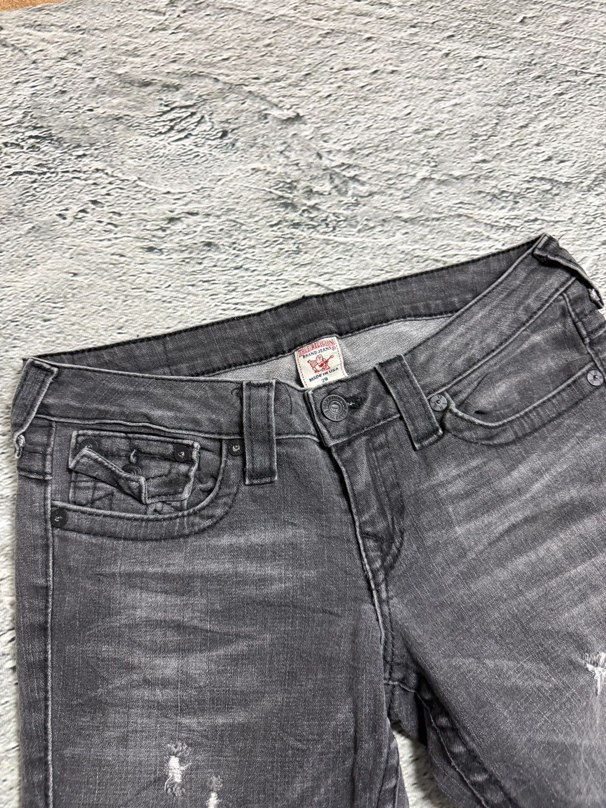True Religion True Religion jeans grey black thick stitching Joey flared Size 29" - 5 Thumbnail