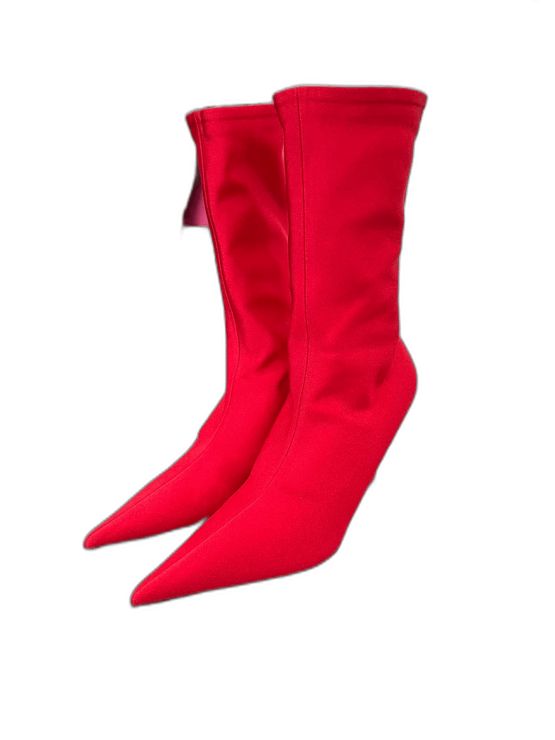 Balenciaga Red Pointed Ankle Boots for Women-2505