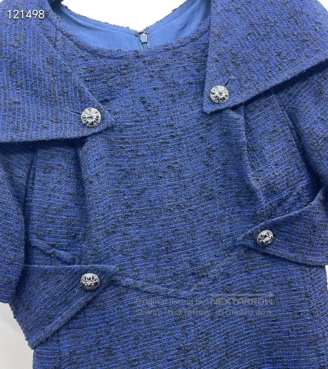 Chanel Chanel Navy Tweed Dress. Size XXS / US 00 / IT 34 - 6 Thumbnail
