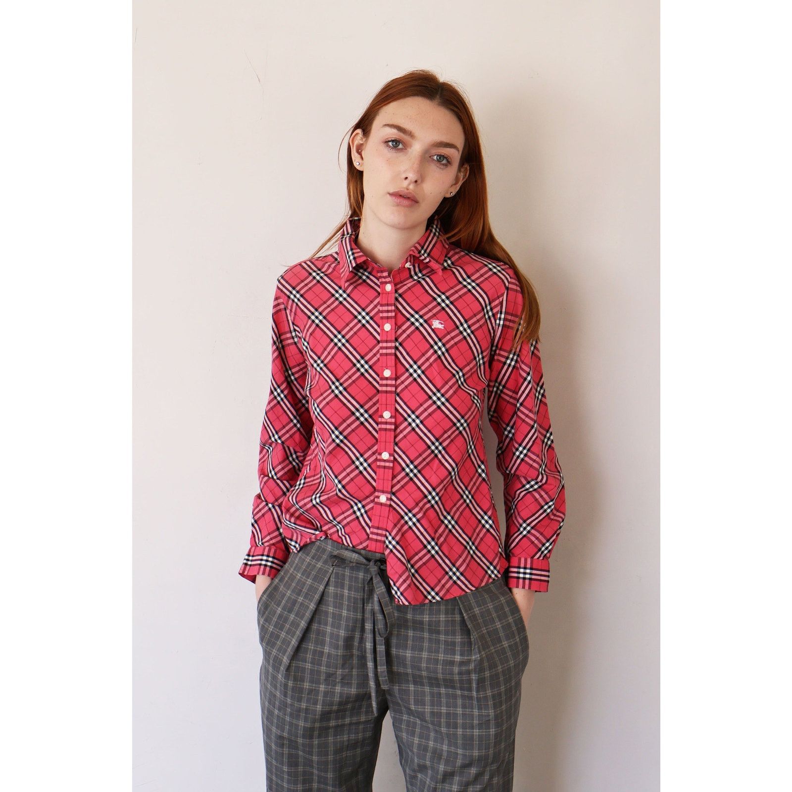 Burberry Vintage BURBERRY Hot Pink Haymarket Check Button Down Size S / US 4 / IT 40 - 2 Thumbnail