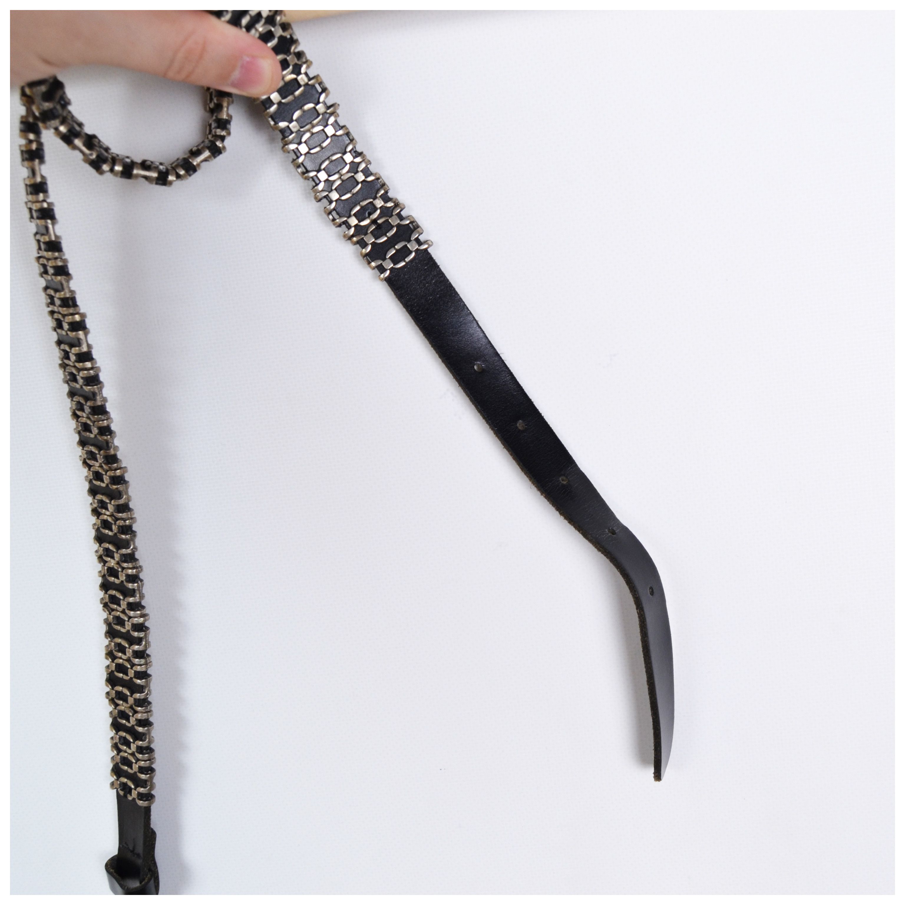 The Kooples The Kooples Vintage Leather Belt With Silvery Metal Chains Size ONE SIZE - 9 Thumbnail