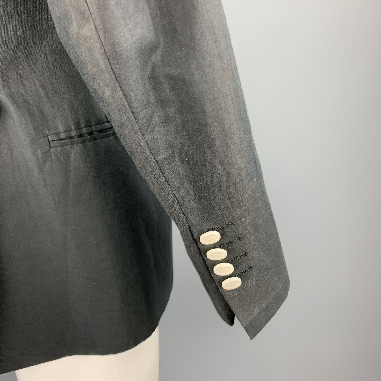Michael Bastian Size 36 Navy Linen / Cotton Shawl Collar Sport Coat Size 36R - 3 Thumbnail