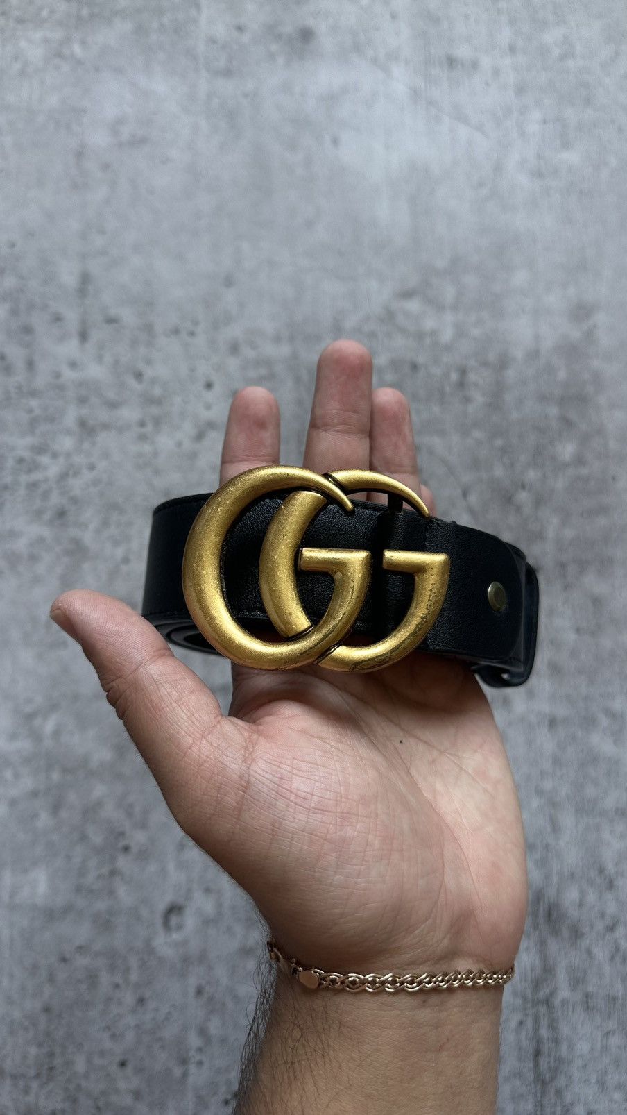 Gucci Vintage Gucci Double G Black Leather Belt Size ONE SIZE - 2 Thumbnail