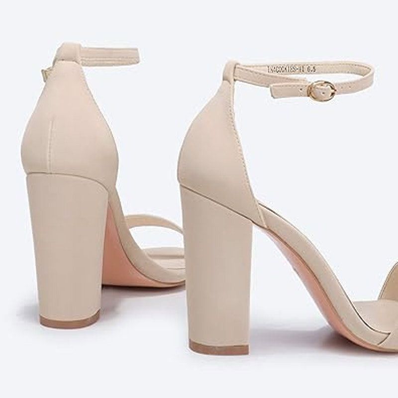 Other Idifu Women's Size 9 Tan Open Toe Ankle Strap Chunky Heels Size US 9 / IT 39 - 4 Thumbnail