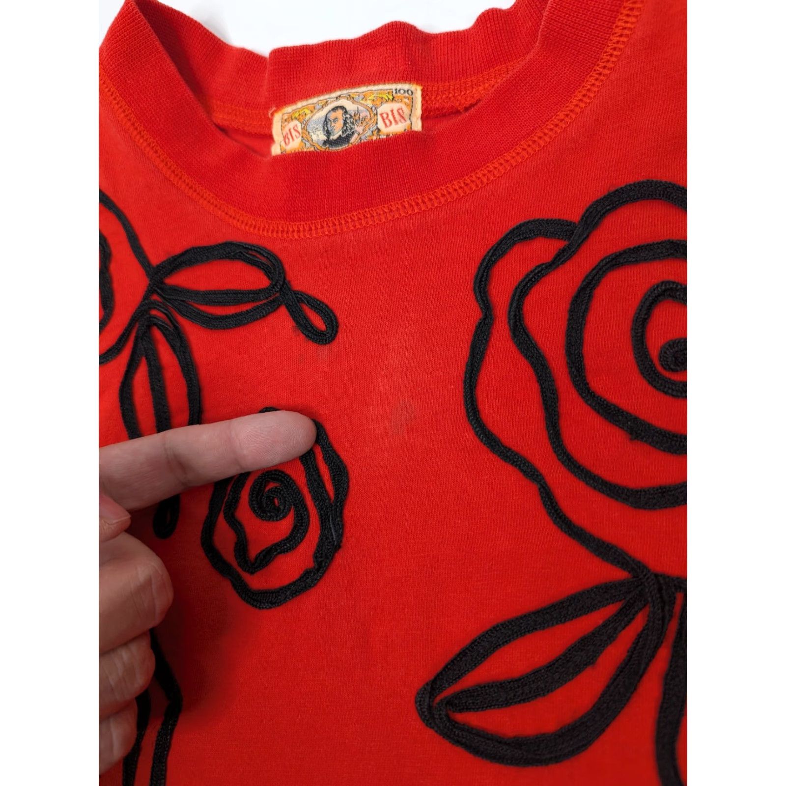 Vintage VTG Gene Ewing Sweater Shirt Womens L Red Embroidered Floral 90s Retro College Knit Cotton Long Sleeve Crew Neck Pullover Vintage Size L / US 10 / IT 46 - 3 Thumbnail