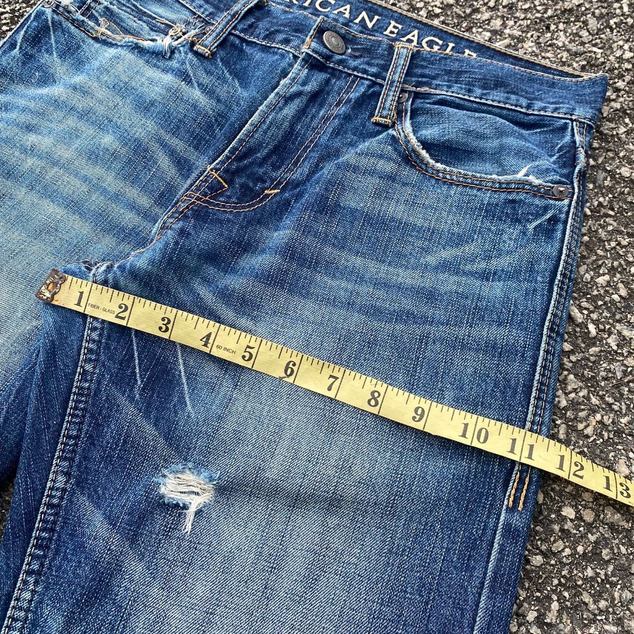 If Six Was Nine Vintage American Eagle Flared Distressed Denim Size US 31 - 8 Thumbnail