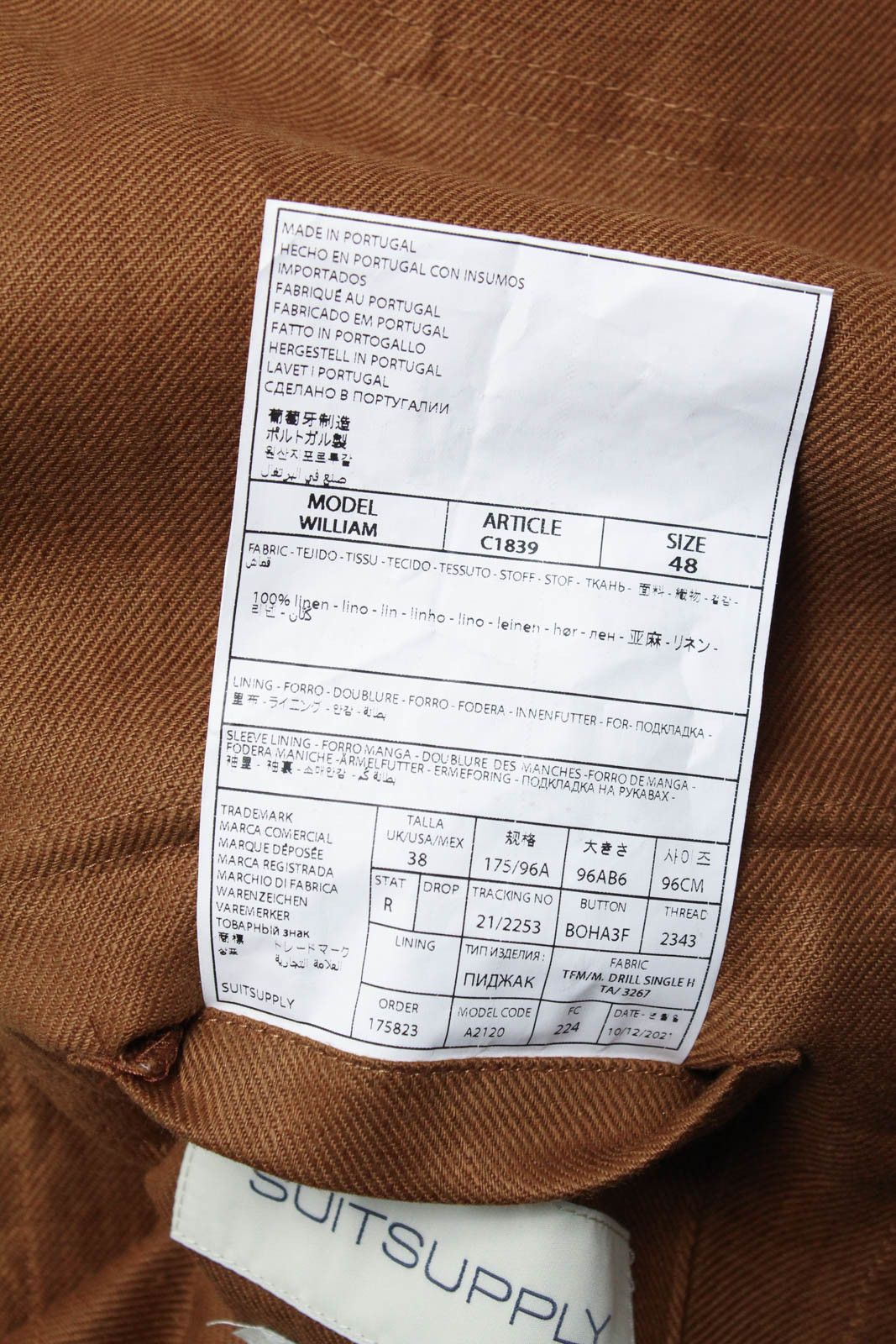 Suitsupply SUITSUPPLY William Jacket Men's UK 38 Button Up Pure Linen Size US M / EU 48-50 / 2 - 8 Thumbnail