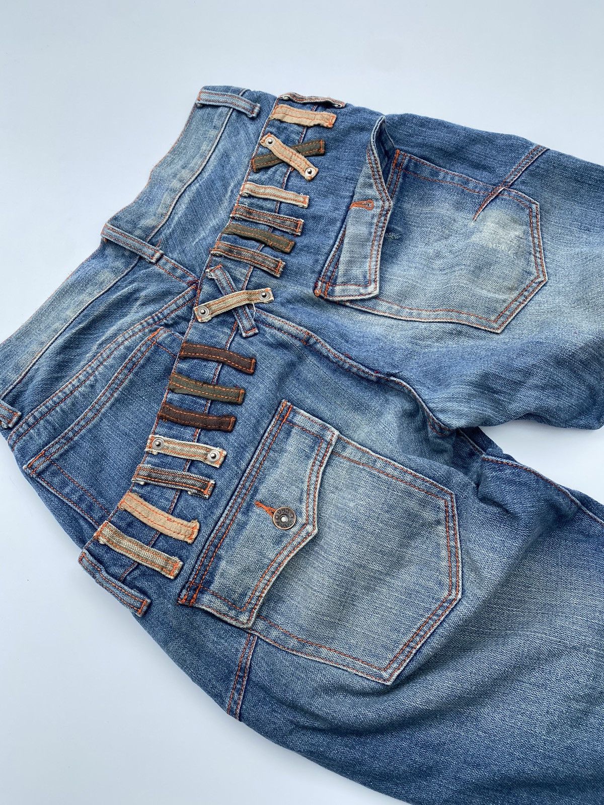 Japanese Brand × Vintage ✅️Vtg Denim Double Waist Rare Design Size US 31 - 8 Thumbnail