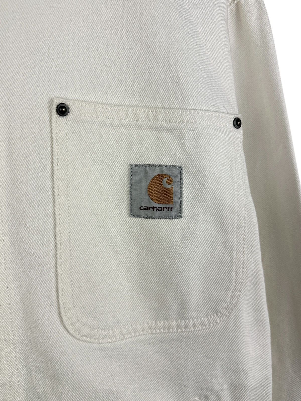 Carhartt Wip Carhartt WIP Saledo White Chore Jacket Canvas Button Front Size US XL / EU 56 / 4 - 4 Thumbnail