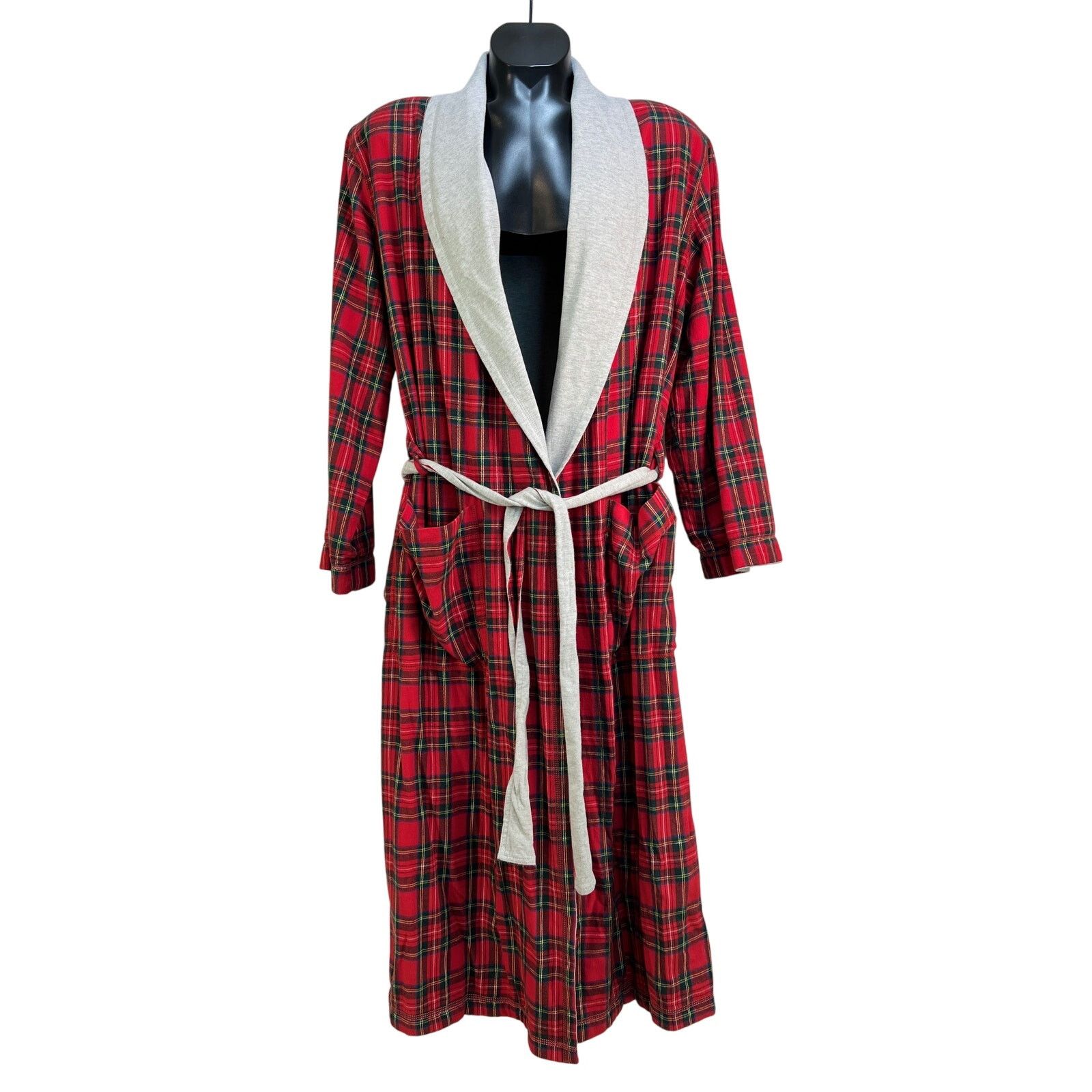 Gap Vintage GAP Reversible Cotton Robe Plaid Red Gray Size ONE SIZE - 1 Thumbnail