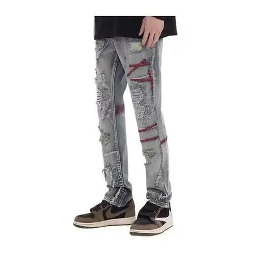 VIBE Patched Distressed Embroidery Blue Denim Jeans Size US 30 / EU 46 - 3 Thumbnail