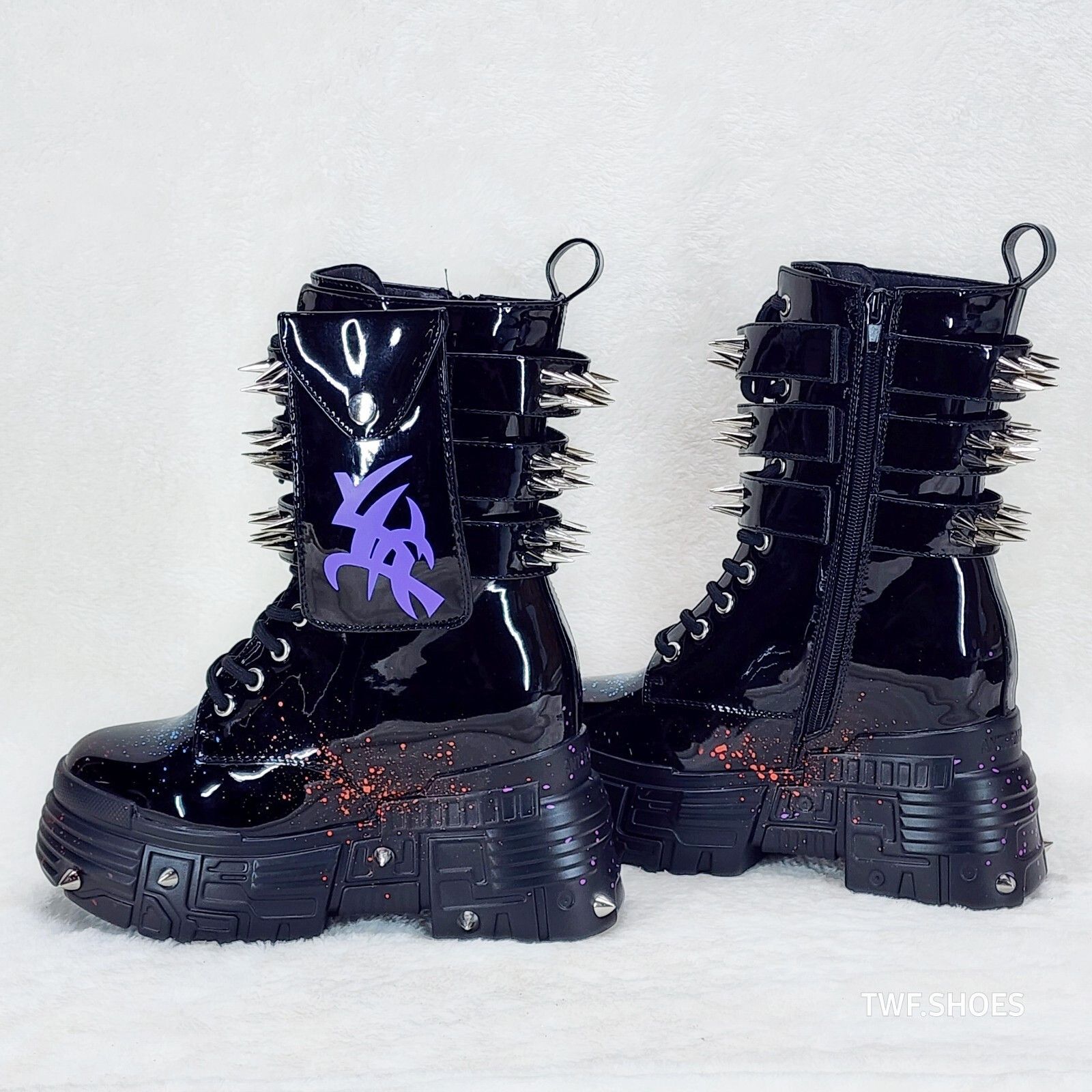 Other Anthony Wang Blackest Night Patent Spatter Cyber Punk Goth P Size US 8 / IT 38 - 3 Thumbnail
