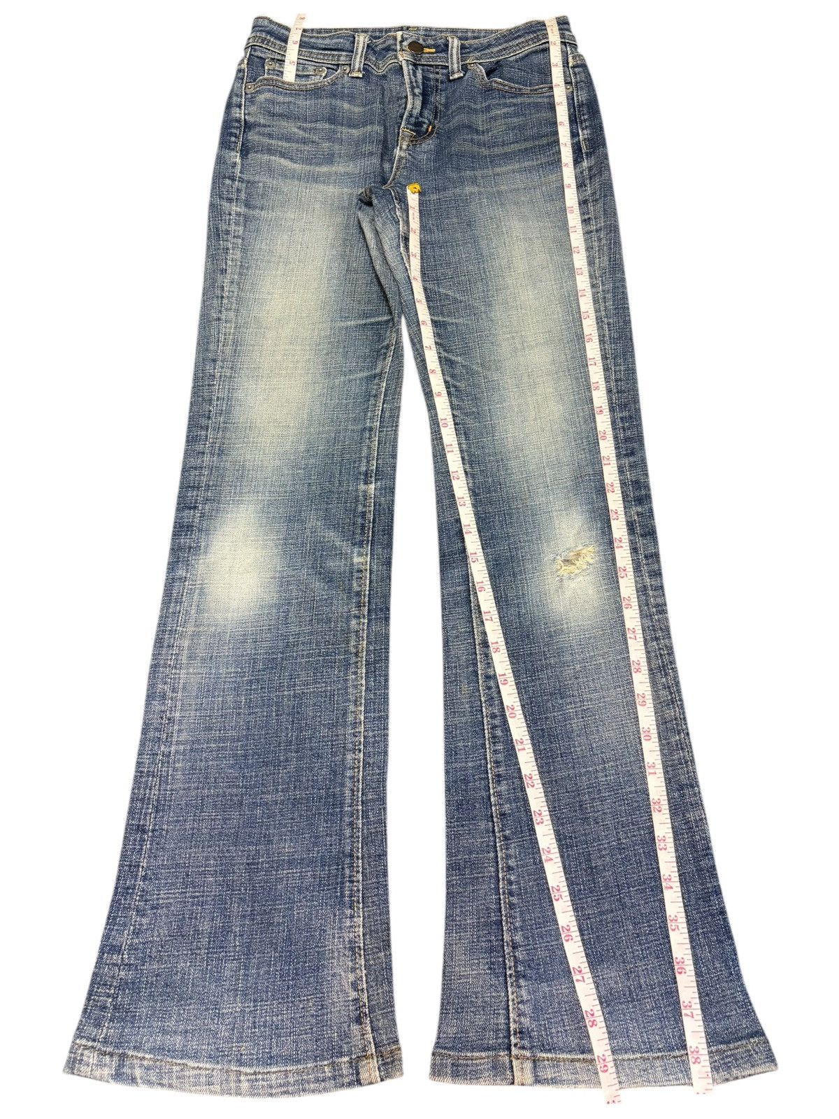 Edwin Vintage Japanese Brand Distress Low Rise Flare Jeans Size 27" / US 4 / IT 40 - 7 Thumbnail
