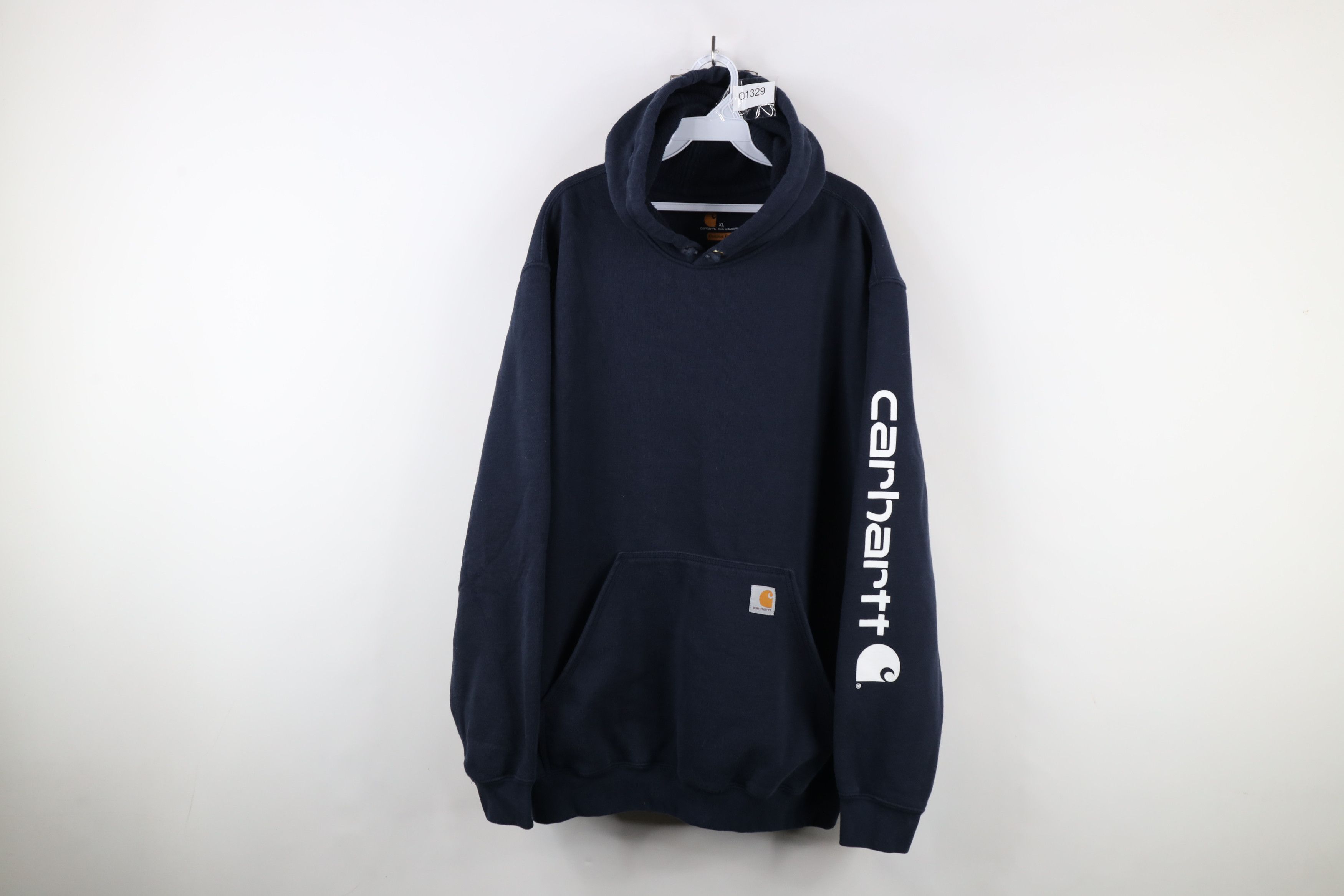 Carhartt × Vintage Vintage Carhartt Spell Heavyweight Hoodie Sweatshirt Blue Size US XL / EU 56 / 4 - 1 Thumbnail