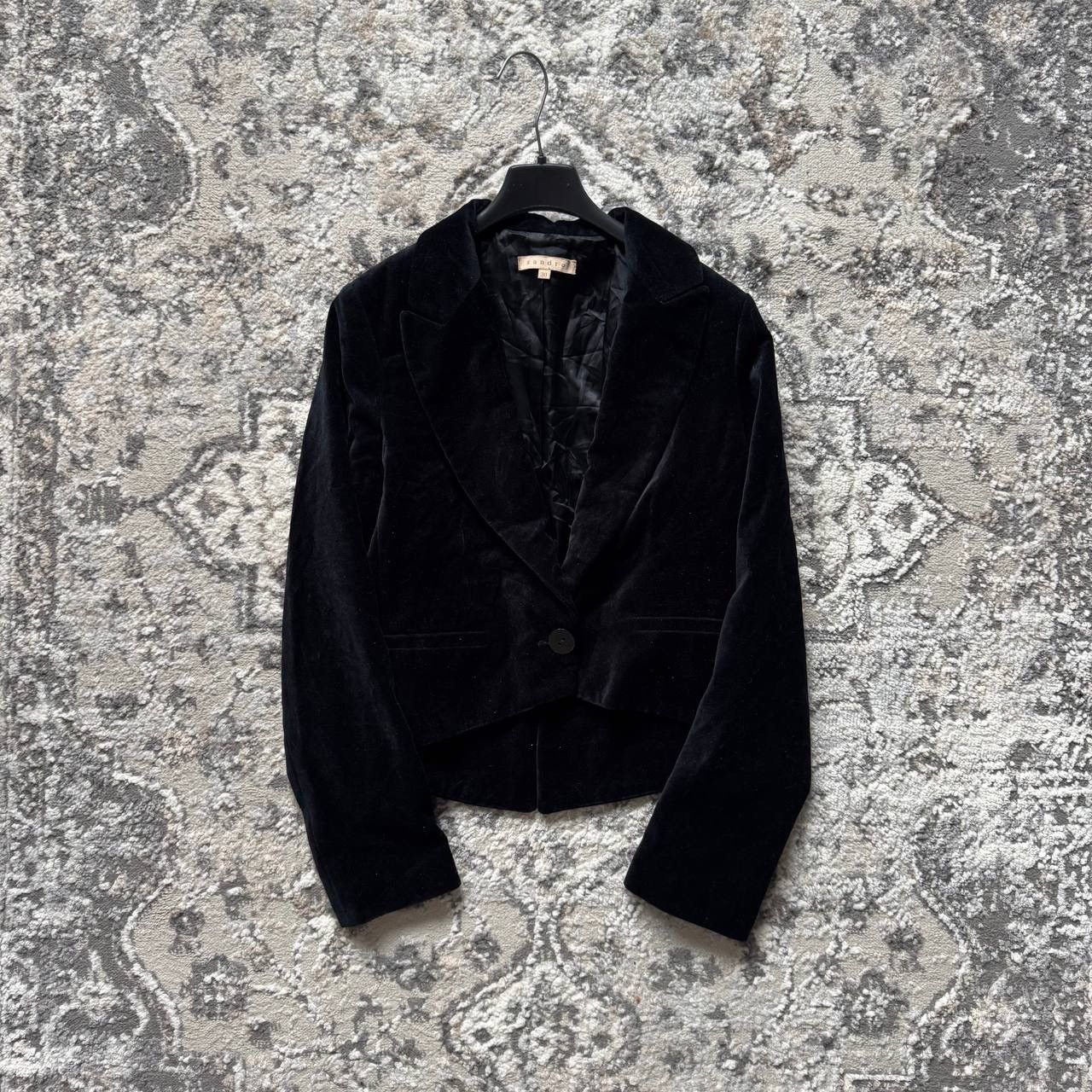 Sandro Sandro Velvet Velour Cropped Collared Blazer Jacket Size XS / US 0-2 / IT 36-38 - 1 Thumbnail