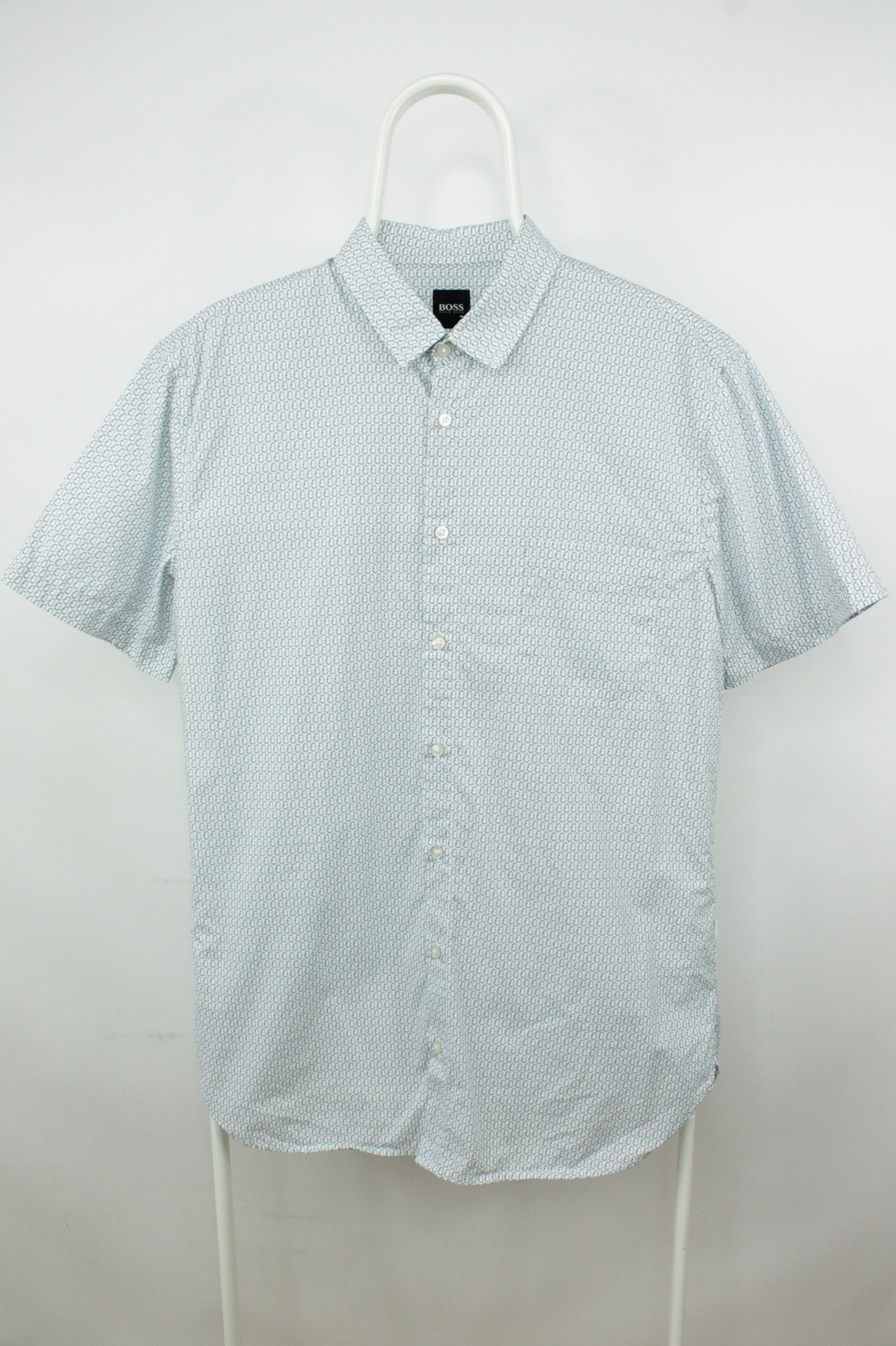 Hugo Boss Hugo Boss Slim Fit Monogram Pattern Short Sleeve Shirt Size US M / EU 48-50 / 2 - 1 Thumbnail