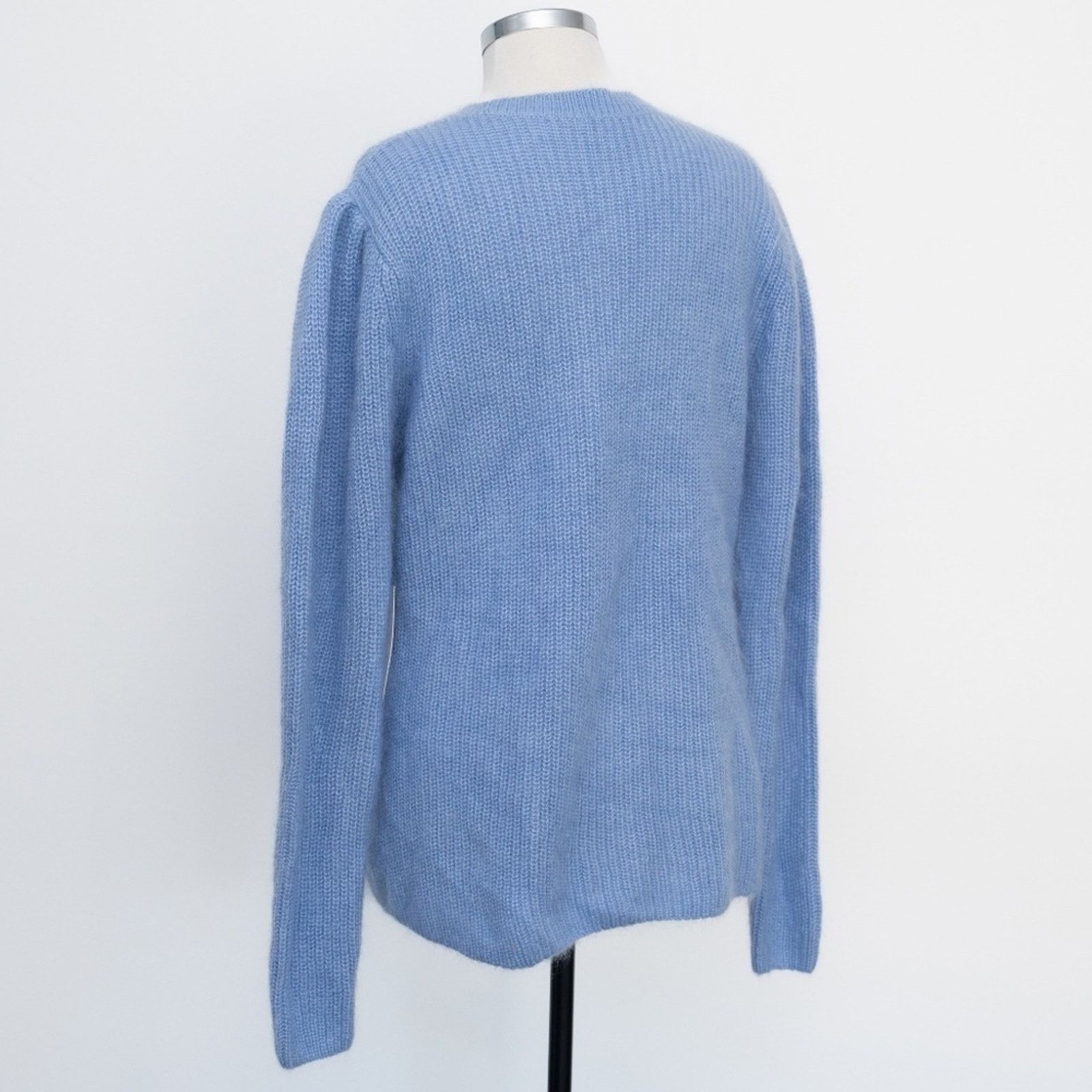 Designer Lewit. Puff Sleeve Mohair Angora Silk Wool Blend Sweater. Size L / US 10 / IT 46 - 10 Thumbnail
