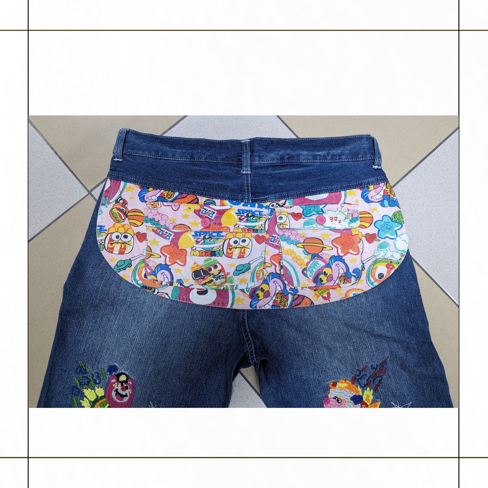 Hysteric Glamour × PPFM Colourful Like Takashi Murokami Japanese Brand Cropped Jeans Size US 32 / EU 48 - 5 Thumbnail