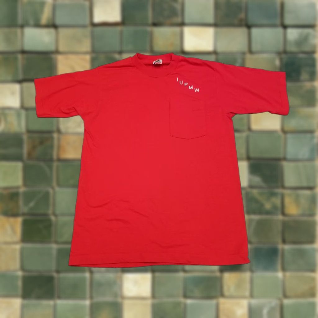 Fruit Of The Loom VINTAGE Fruit of the Loom Shirt Men M Red Pocket Crewneck TEE Mostly Blank Single Stitch Size US M / EU 48-50 / 2 - 1 Thumbnail