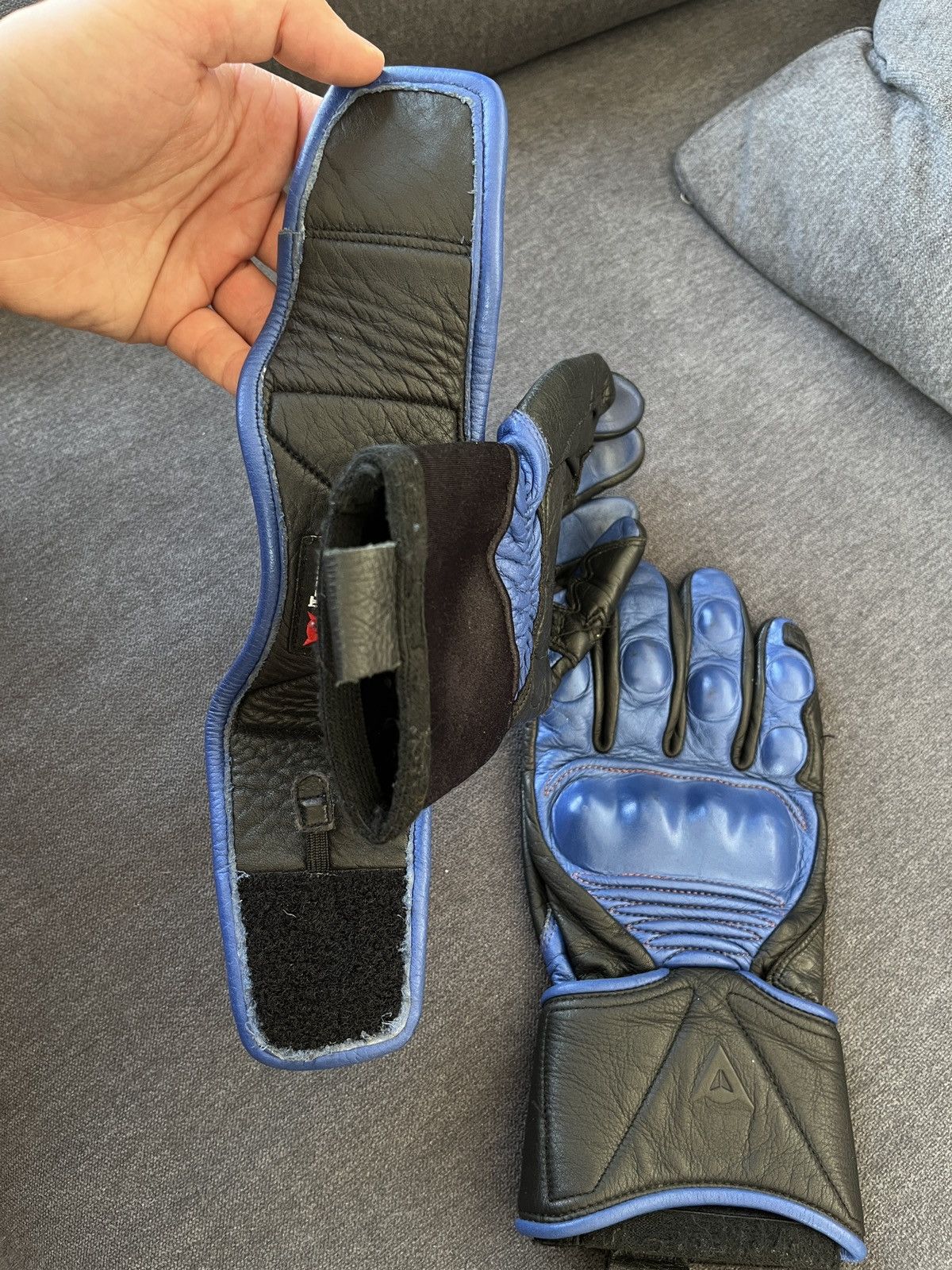 Dainese Dainese Blue Leather Moto Protective Biker Gloves Size ONE SIZE - 13 Thumbnail