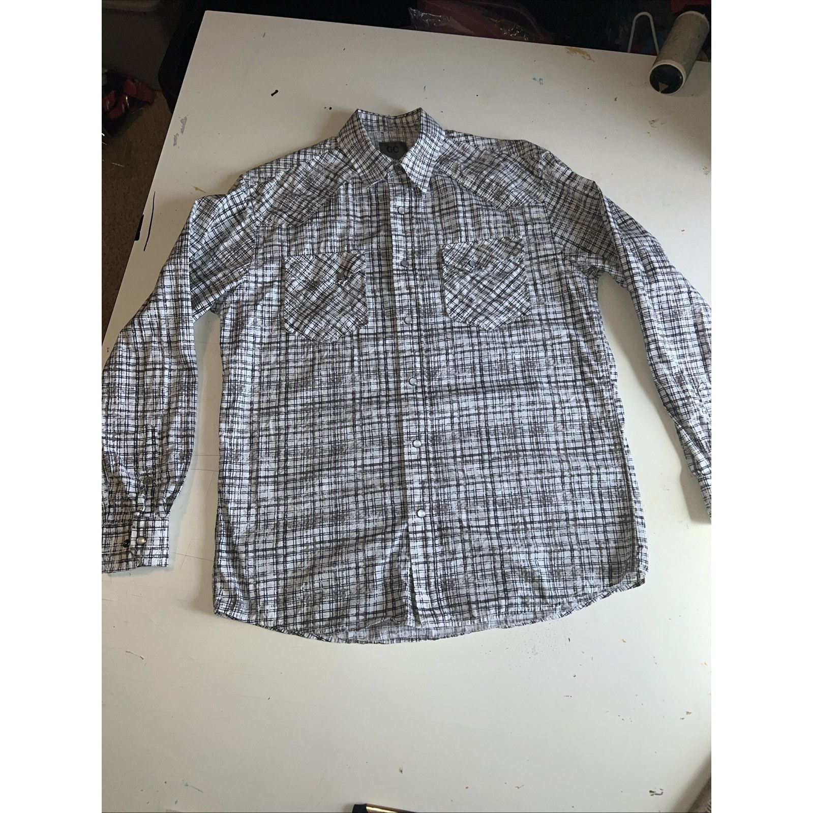 GCDS GC BLACK GRAY Shirt Mens MED Pearl Snap Vintage Collection Size US M / EU 48-50 / 2 - 1 Thumbnail
