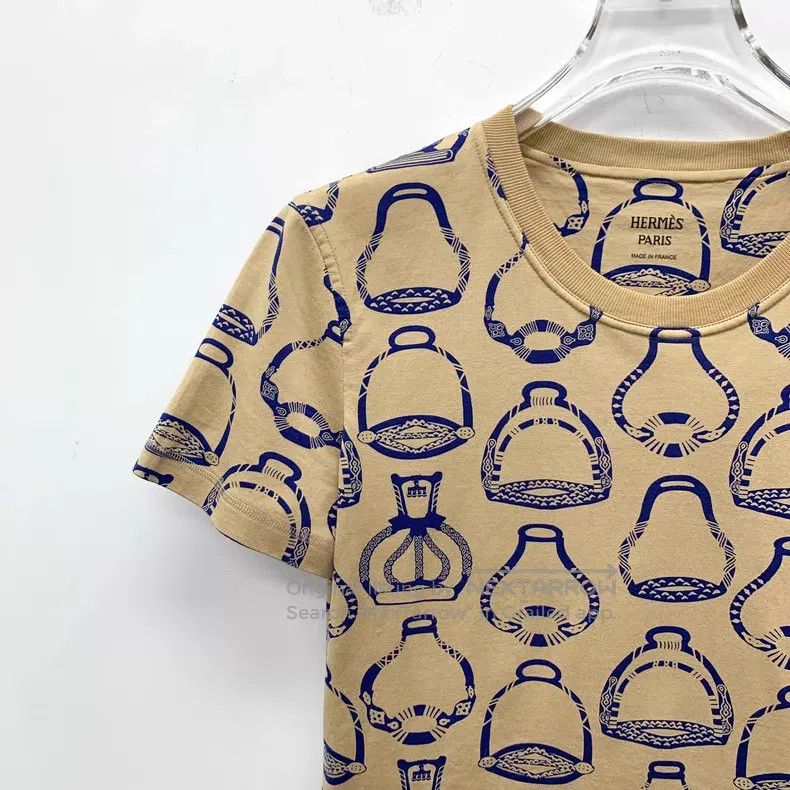 Hermes Hermes Ginger Yellow Pattern Printed Cotton Crewneck Short Size XS / US 0-2 / IT 36-38 - 3 Thumbnail