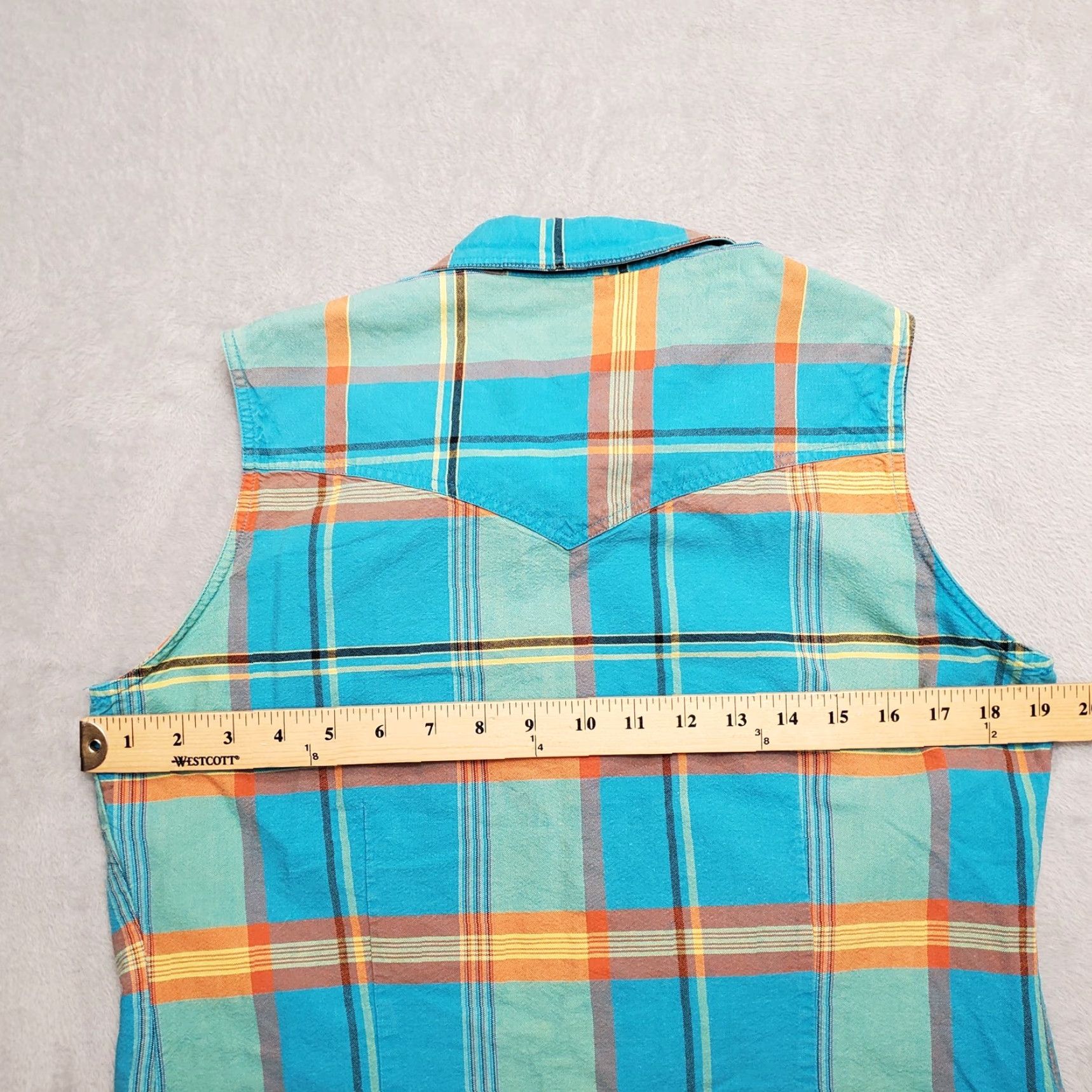 Roper VINTAGE Roper Vest Womens Large Blue Green Plaid Button up Western Cowboy Casual Shirt Size L / US 10 / IT 46 - 5 Thumbnail