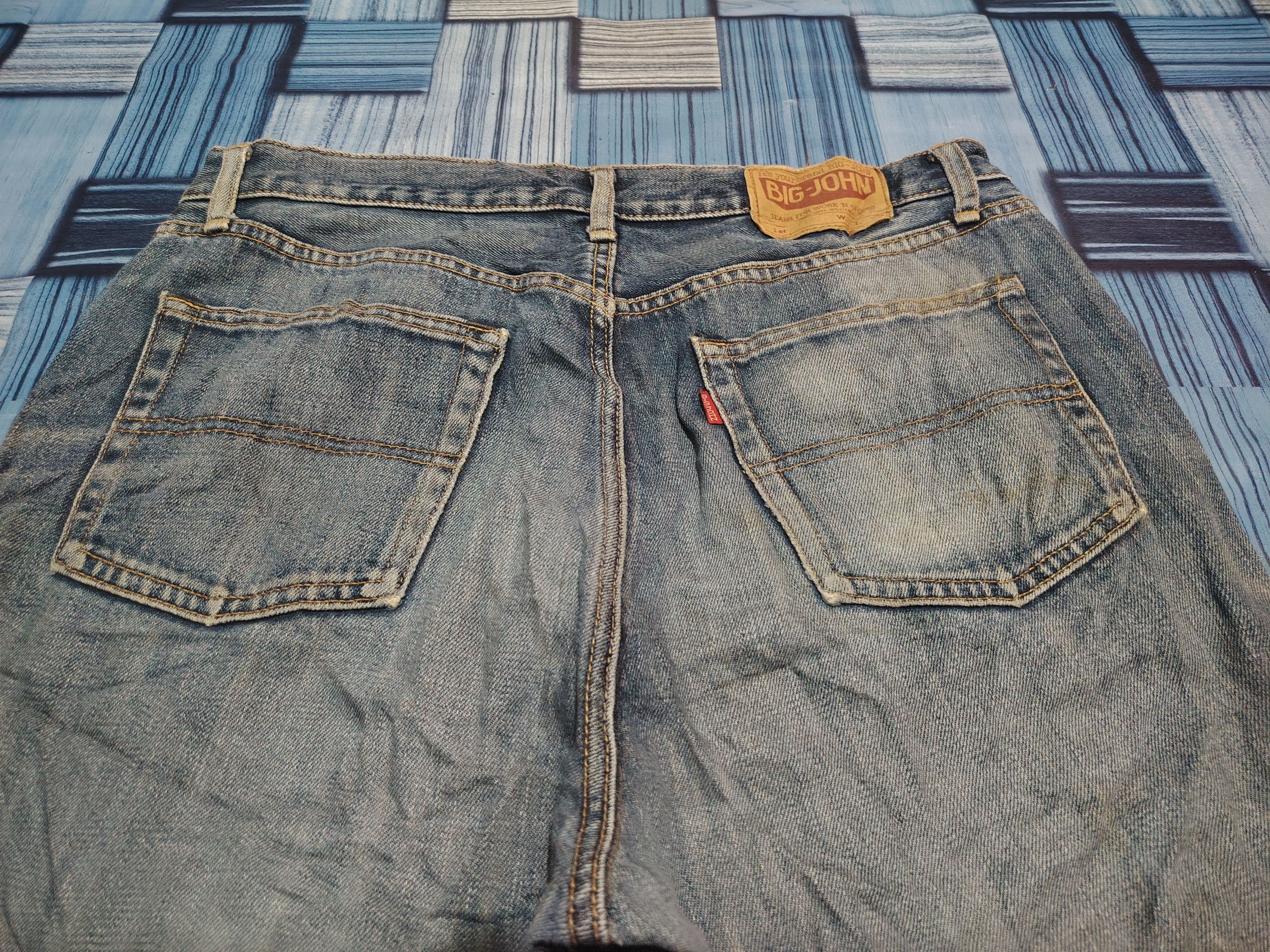 Big John Japanese Big John Distressed Jeans Baggy Style Size US 33 - 15 Thumbnail