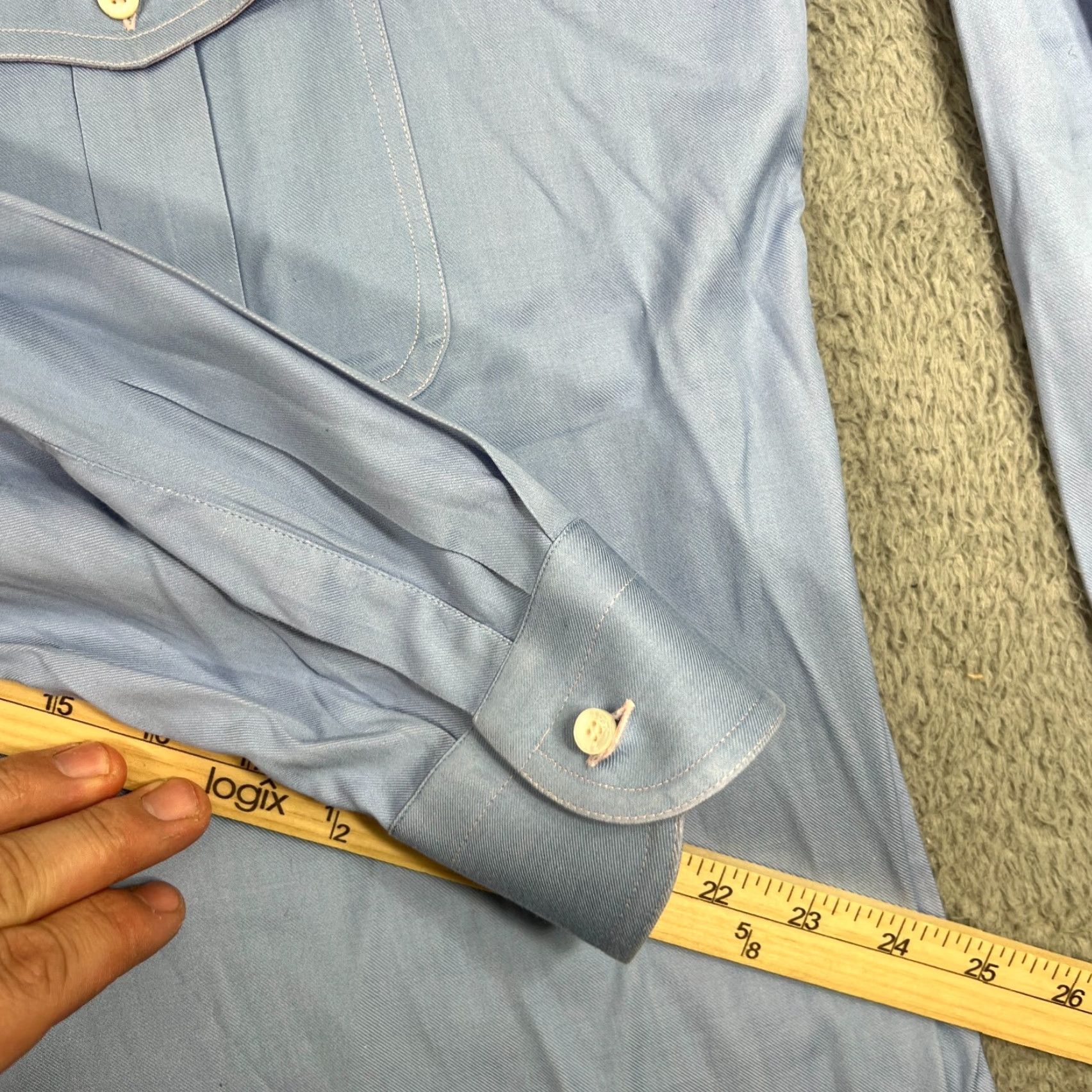 Vintage Zilli Button Down Shirt Mens Long Sleeve Cotton 16 Blue Italian Designer Size US L / EU 52-54 / 3 - 4 Thumbnail