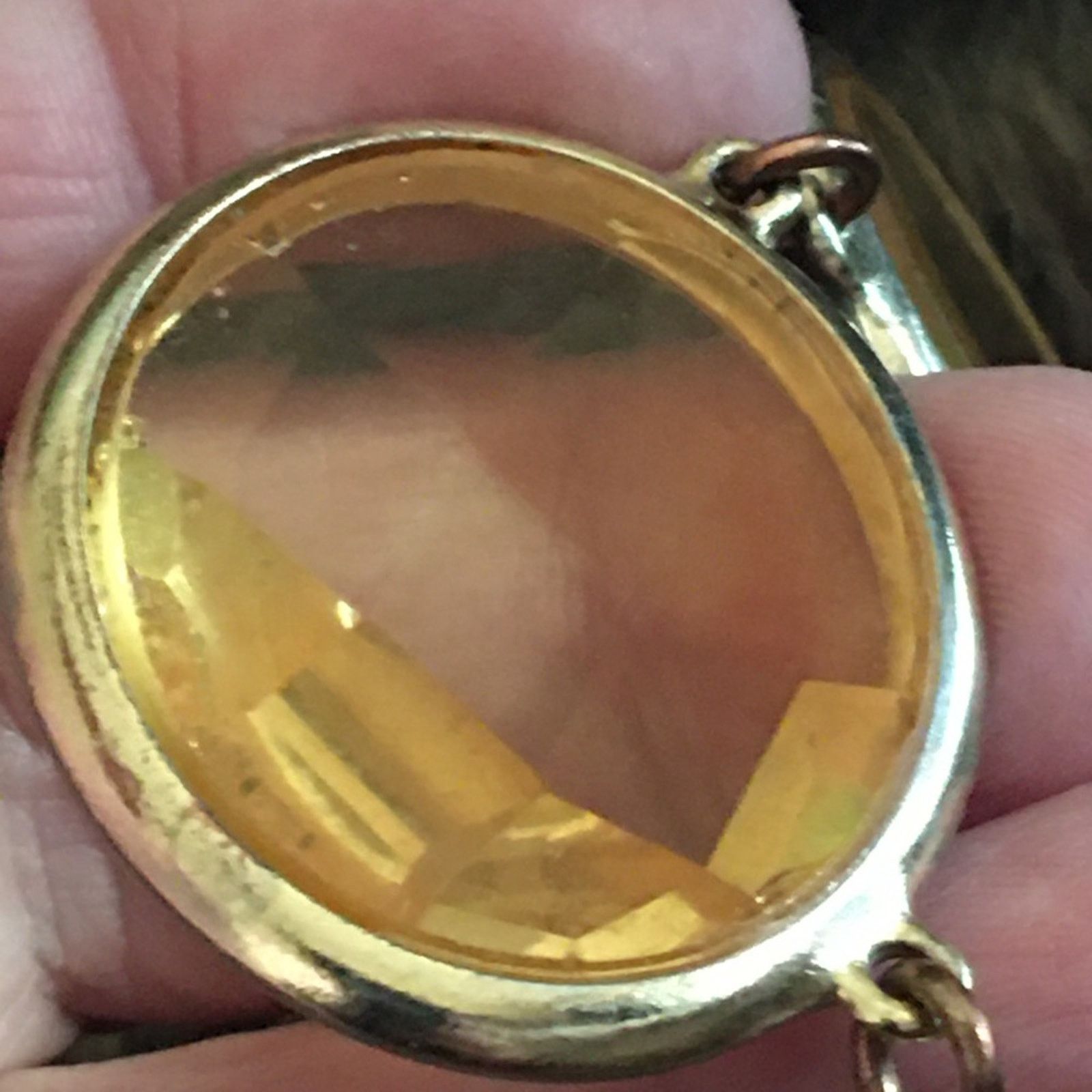 Jewelry Large faceted golden glass stone necklace Size ONE SIZE - 7 Thumbnail