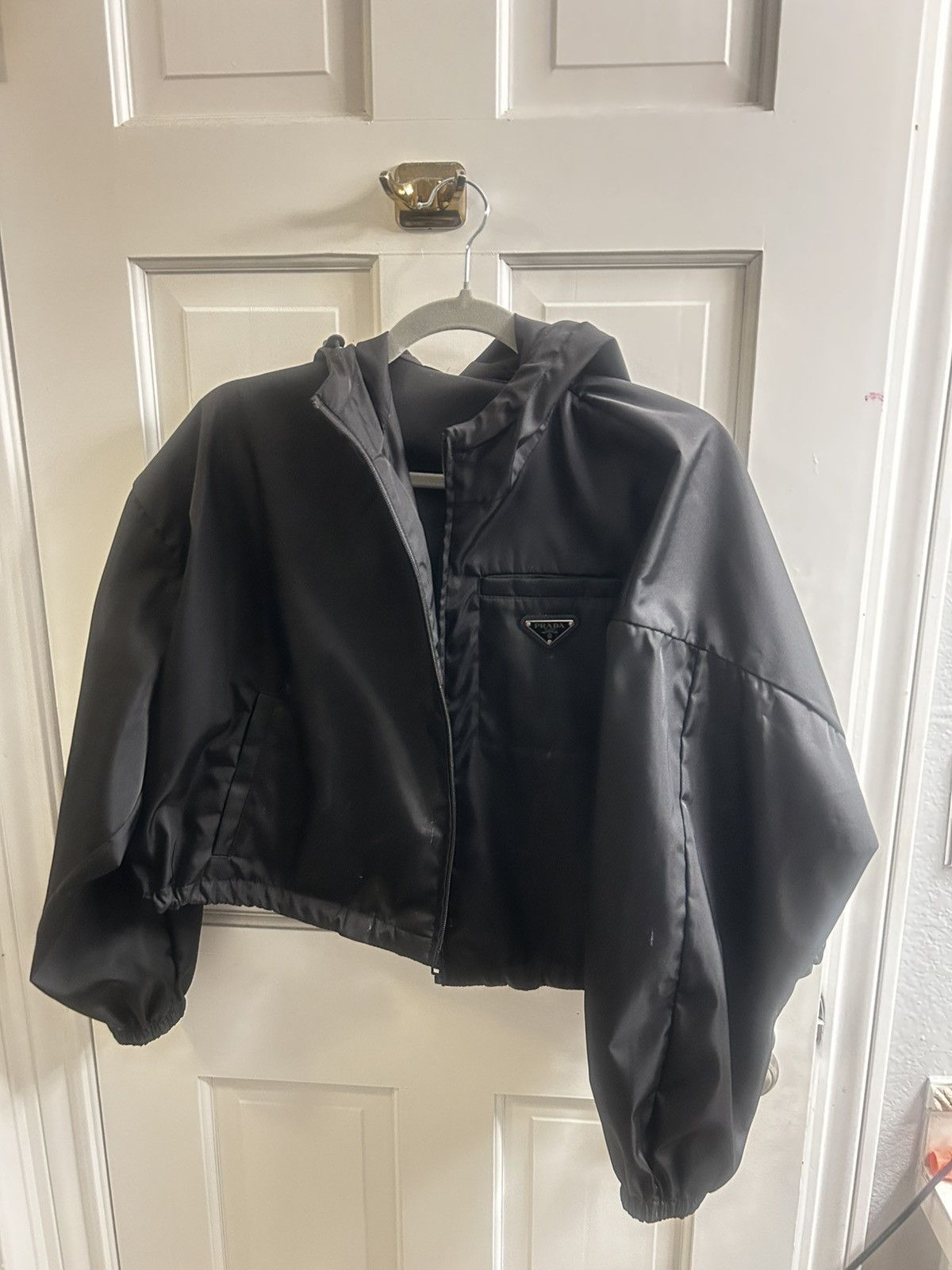 Prada prada black re-nylon cropped jacket Size S / US 4 / IT 40 - 1 Thumbnail