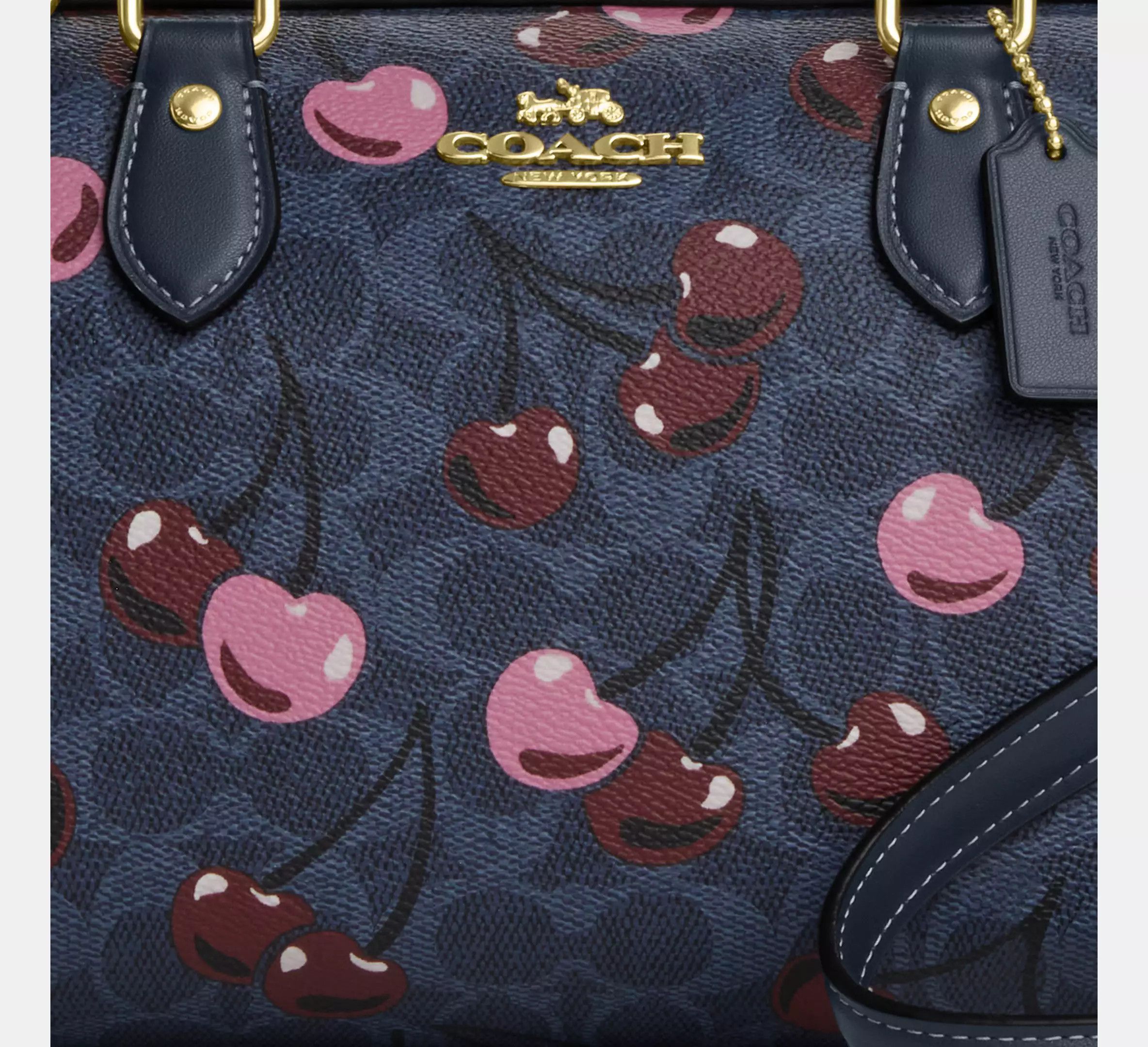 Coach 🍒 Rowan Satchel Bag In Signature Canvas With Cherry CY692 Size ONE SIZE - 10 Thumbnail
