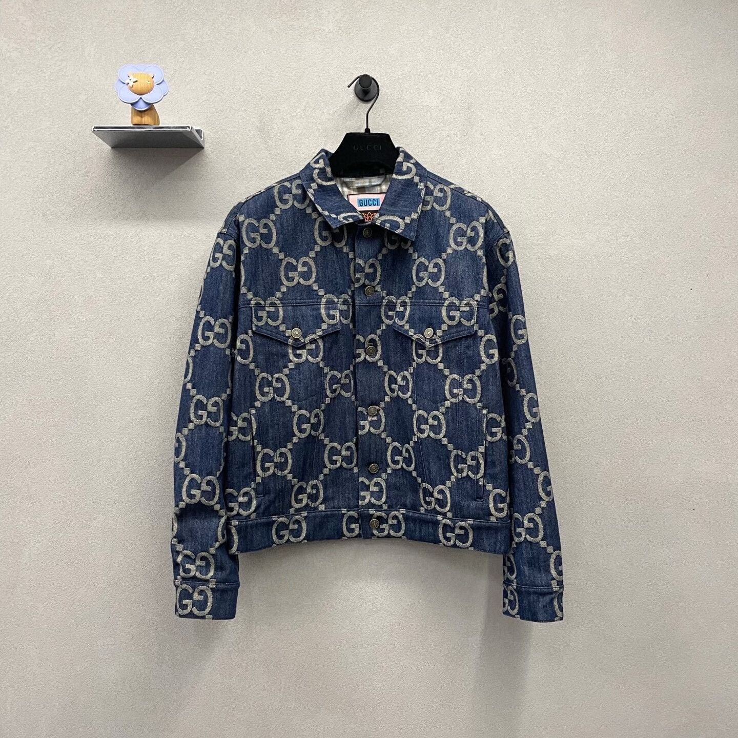 gucci denim double g printed jacket
