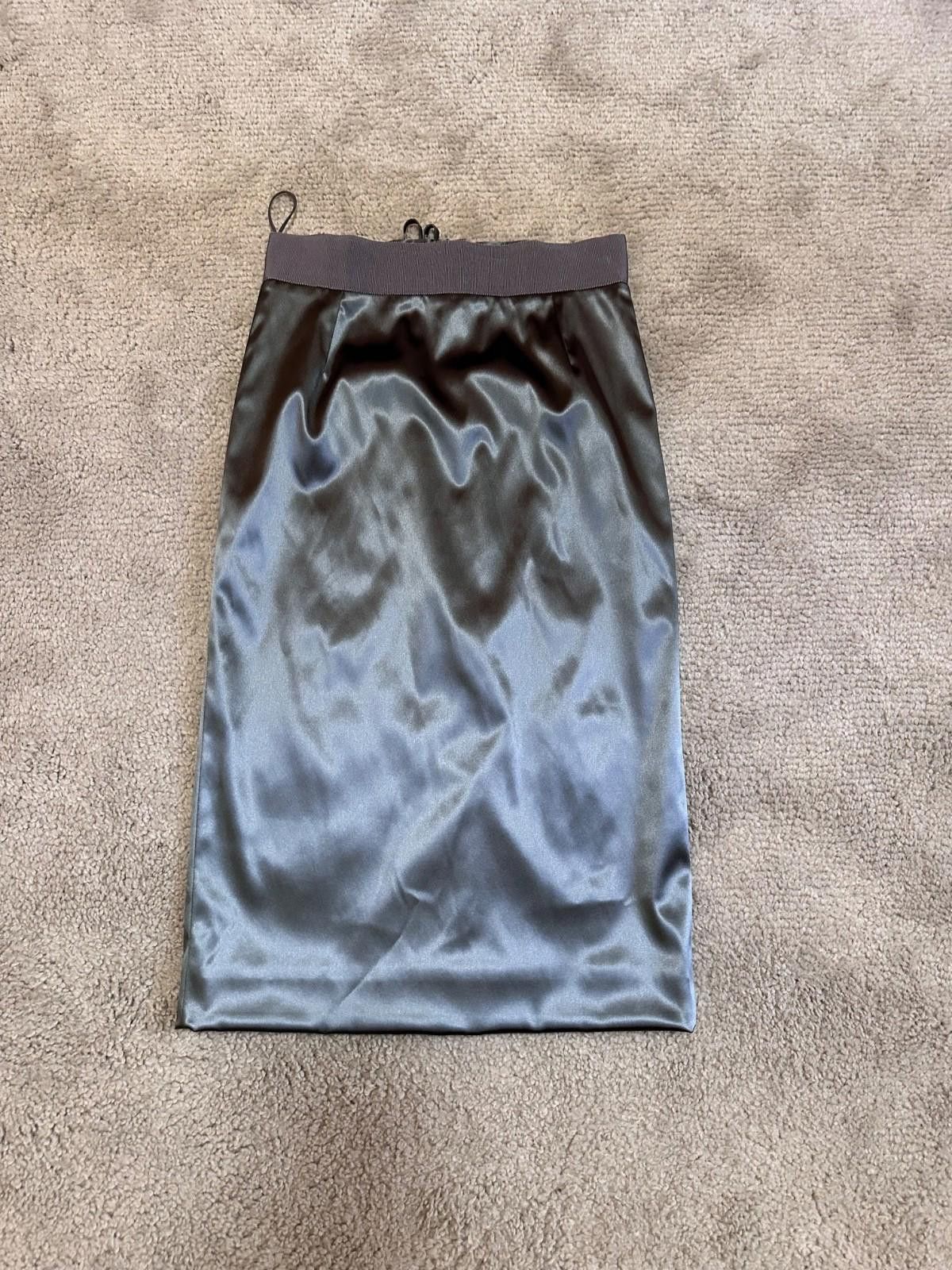 Dolce & Gabbana Dolce and Gabbana Silver Satin Pencil Midi Skirt S Size 27" / US 4 / IT 40 - 1 Thumbnail