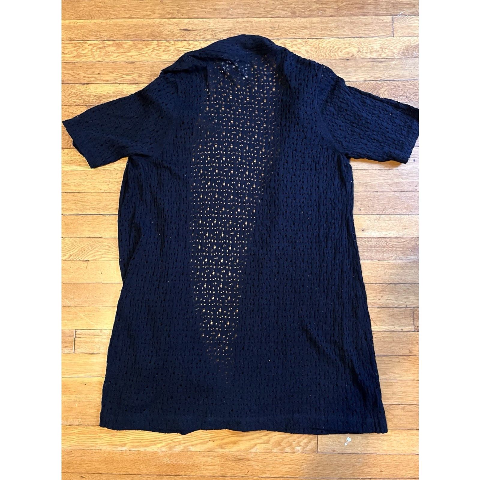 Vintage VINTAGE Chico’s Crochet Long Sweater Cardigan Women’s XL Black Open-Knit Short Sleeve Round Neck 100% Cotton Size XL / US 12-14 / IT 48-50 - 7 Thumbnail