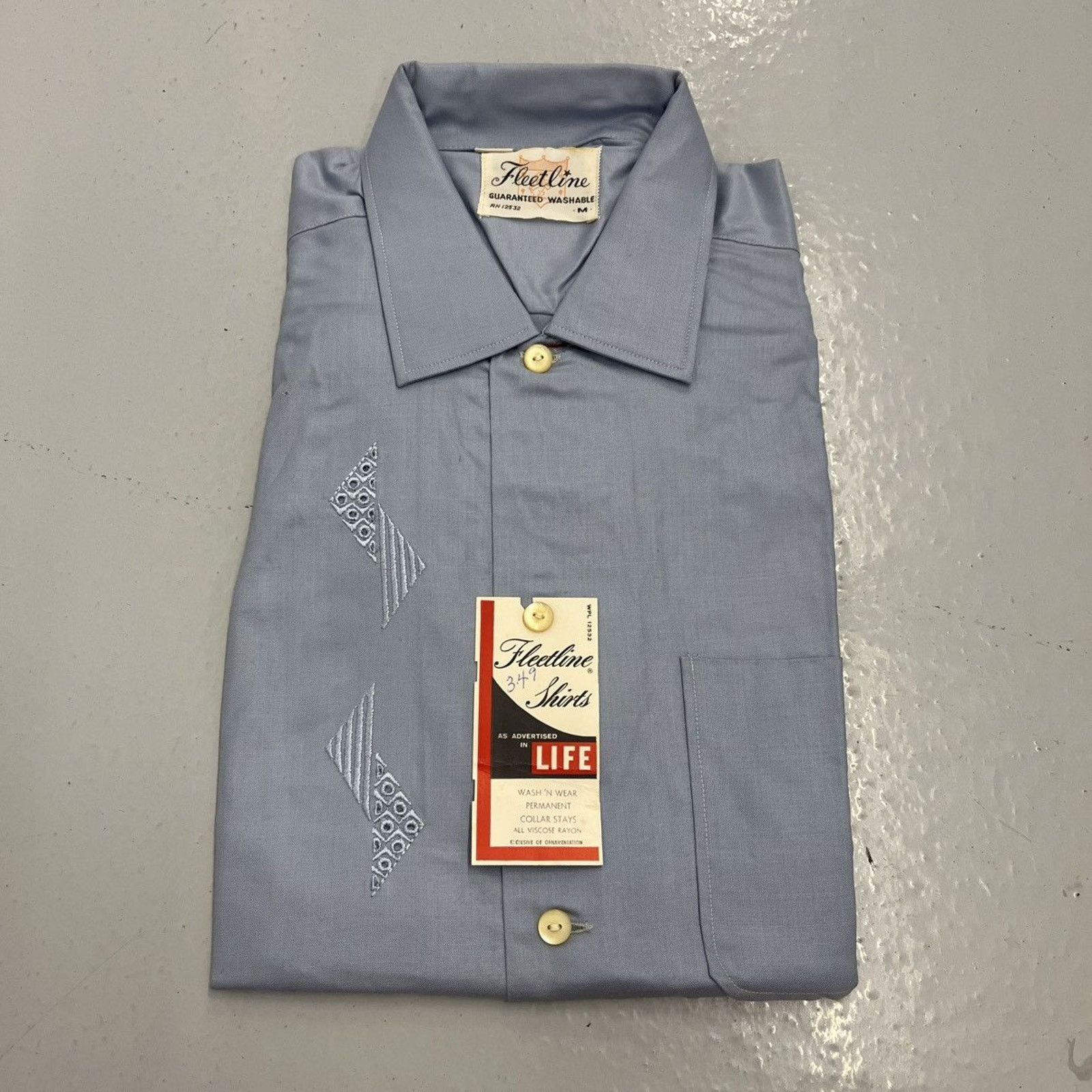 Other NOS Vintage 60s Fleetline Blue Viscose Rayon Shirt Size US M / EU 48-50 / 2 - 1 Thumbnail