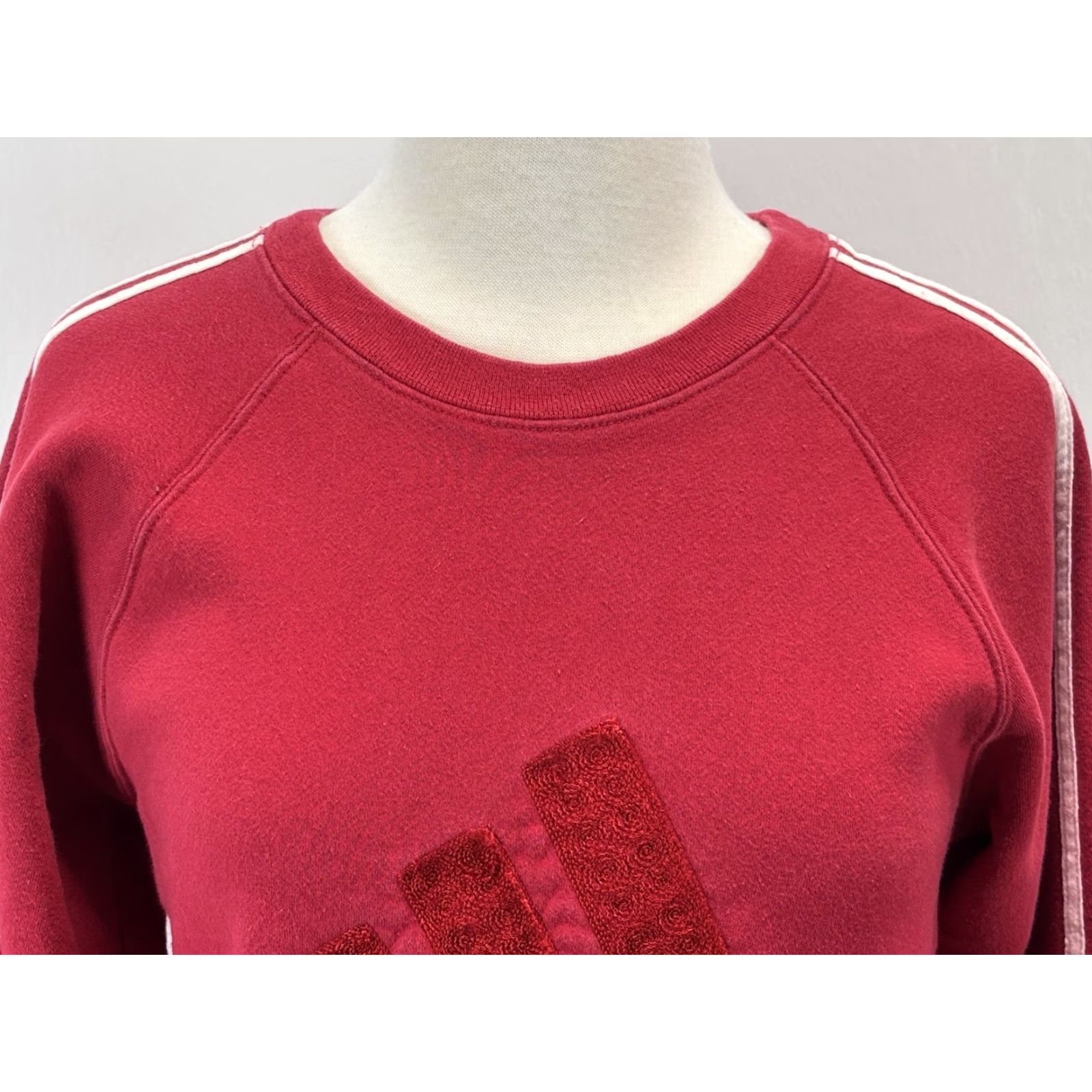 Adidas VINTAGE Adidas Sweatshirt Women’s Small Red 3-Stripe Crew Neck 90s Y2K Pullover Cotton Blend Girls/ Womens S Size S / US 4 / IT 40 - 5 Thumbnail
