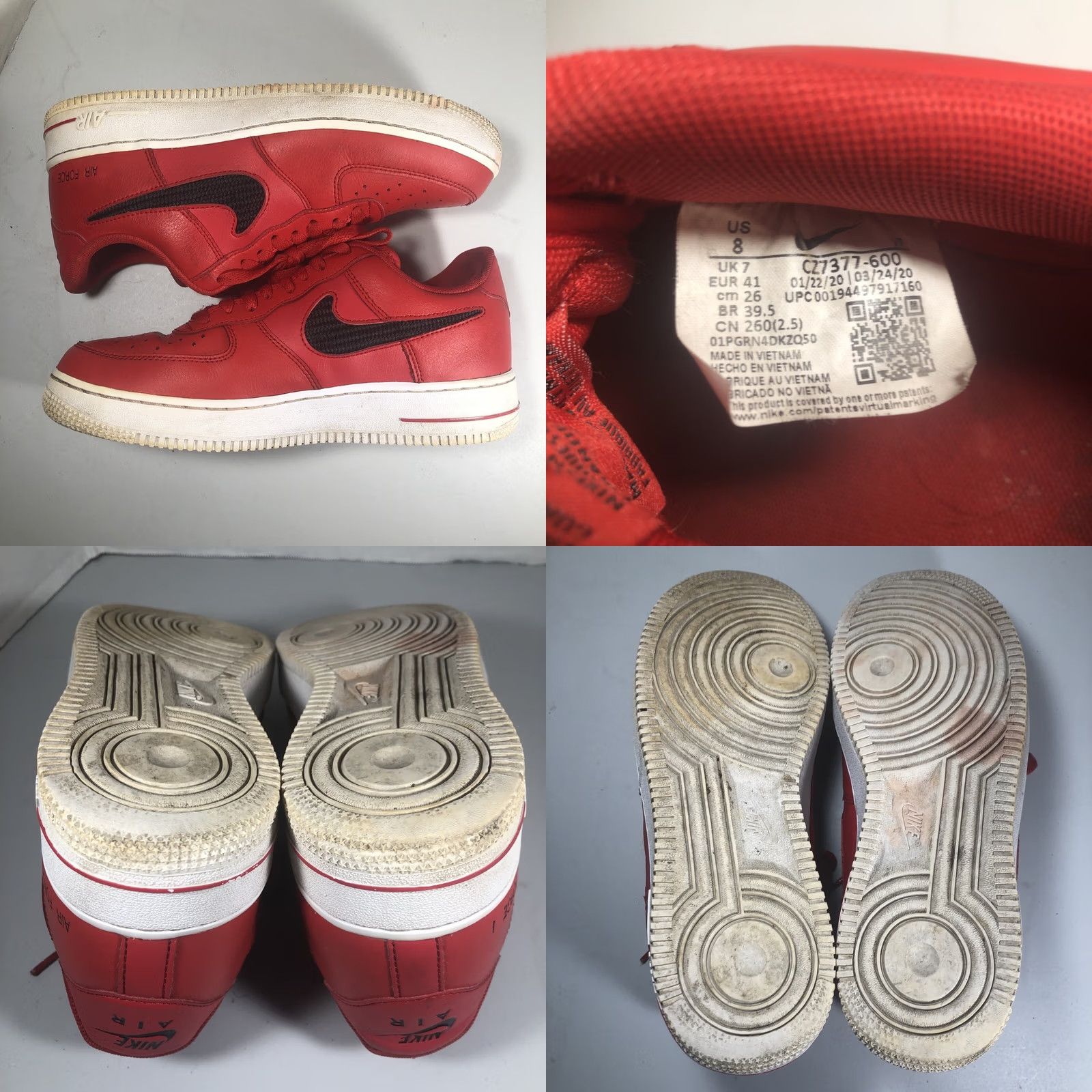 Nike Nike Air Force 1 '07 LV8 Cut Out Swoosh Red Bred CZ7377-600 Men's Sz 8 RARE Size US 7 / EU 40 - 8 Thumbnail