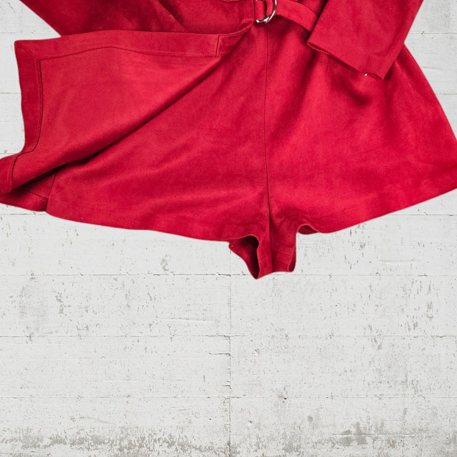 Zara Zara Red Faux Suede Deep V Neck Romper Size Small Size 27" / US 4 / IT 40 - 5 Thumbnail