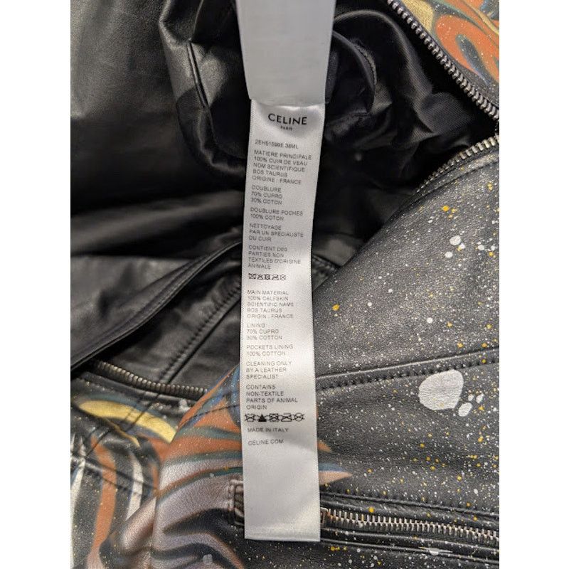 Celine o1rshd1 Hand Painted Biker Jacket in Black Size US L / EU 52-54 / 3 - 20 Thumbnail