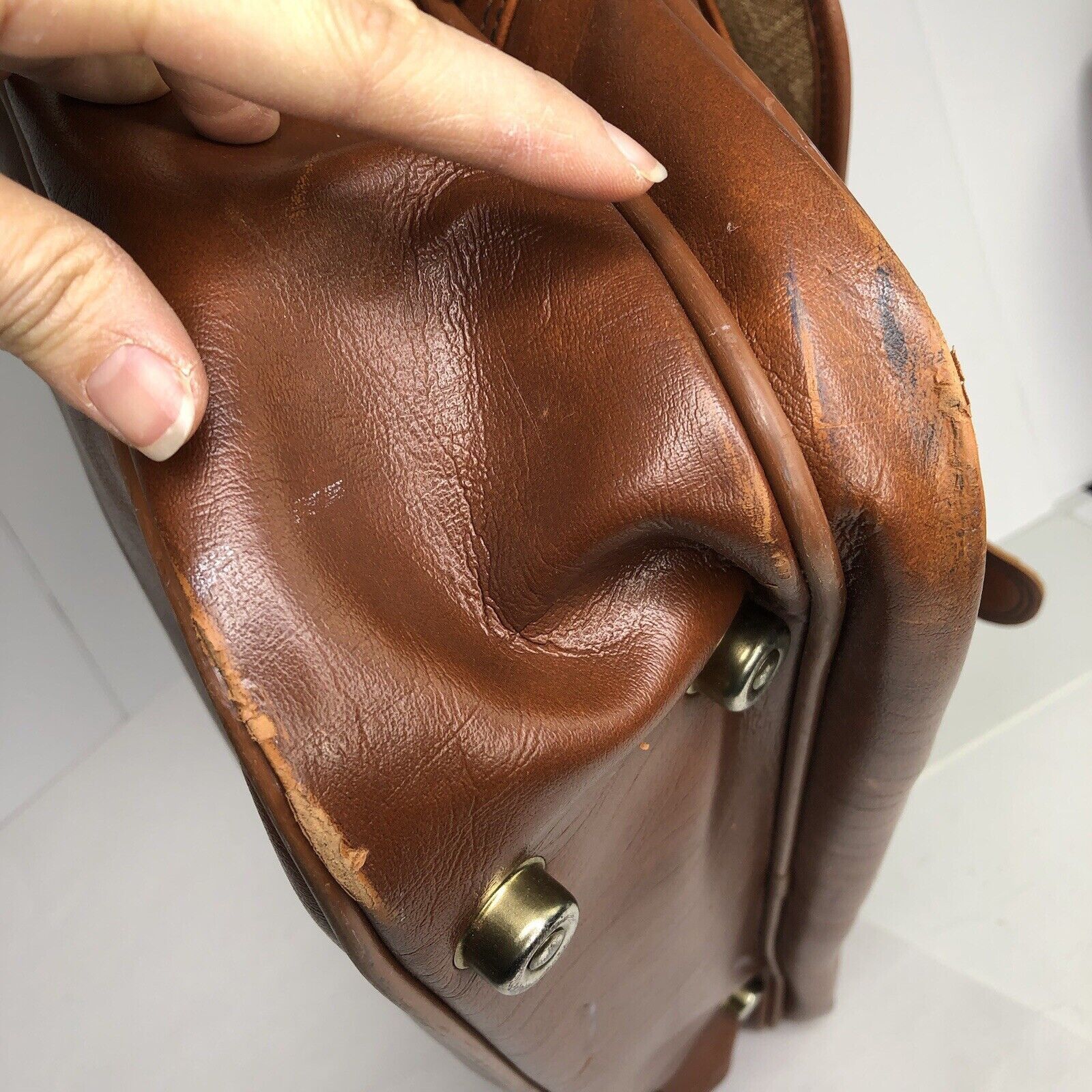 Sears Vtg Sears Briefcase Carry-on Brown Bag FauxLeather 21”x12.5” Size ONE SIZE - 11 Thumbnail