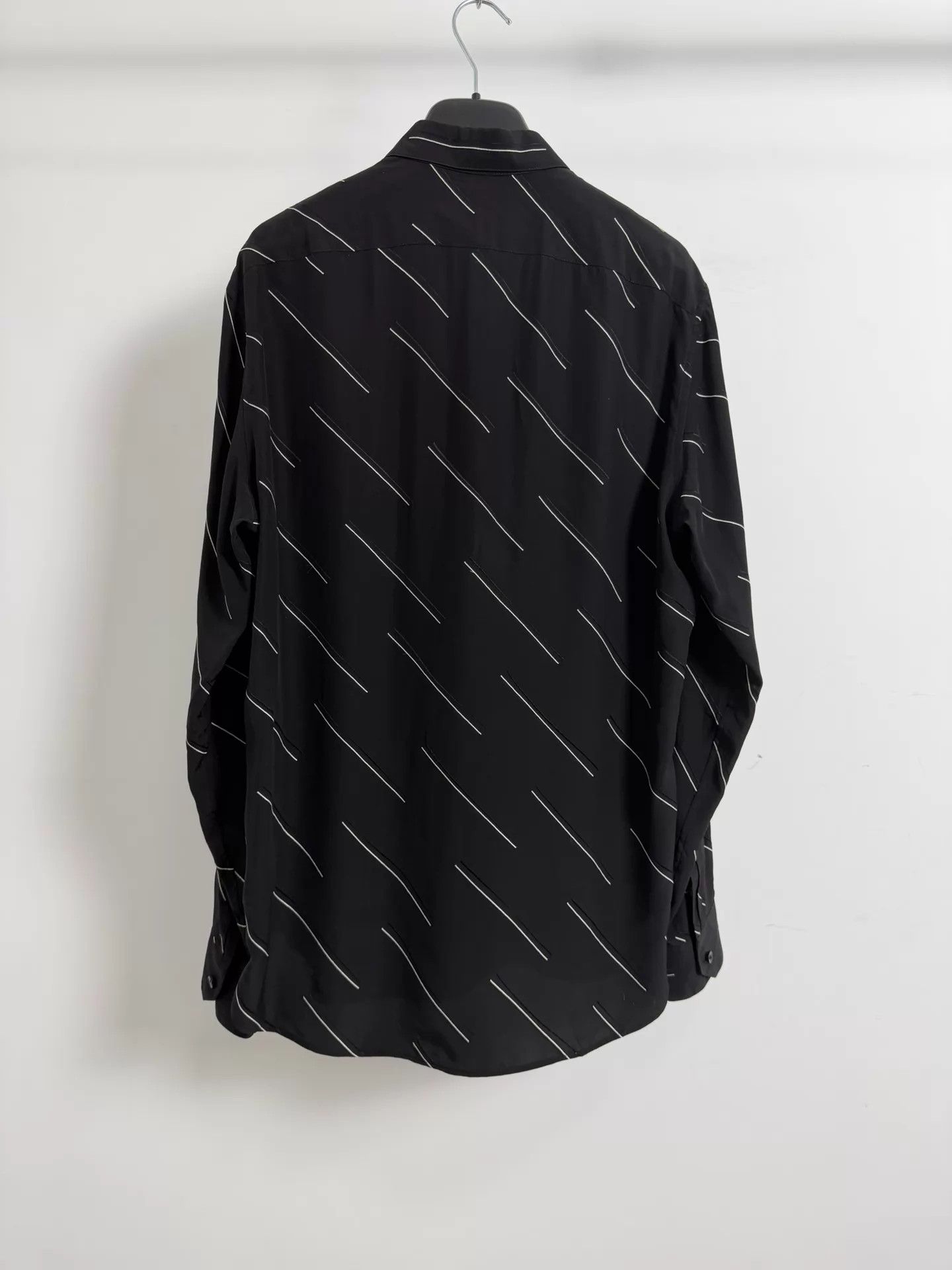 Saint Laurent Paris SLP20FW silk blend shirt black ivory twill embroidery Size US XXS / EU 40 - 2 Thumbnail